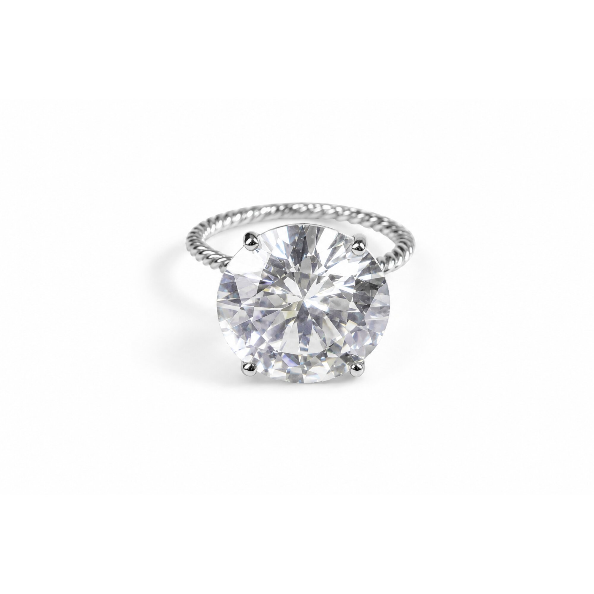 Crystal Clear light white Cubic Zirconia round 925 Sterling Ring Size 6.50 – photo 3
