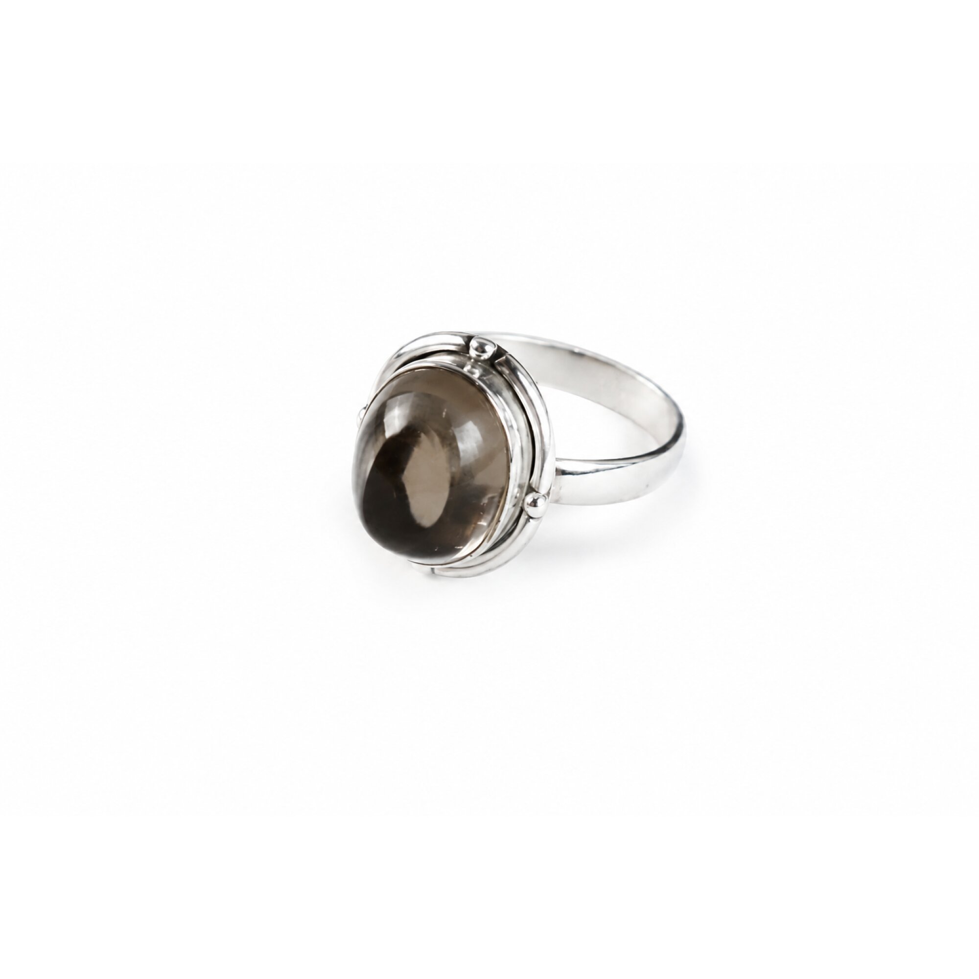 Crystal Clear brown Natural Smoky Quartz oval 925 Sterling Silver Ring Size 7.00 – photo 3