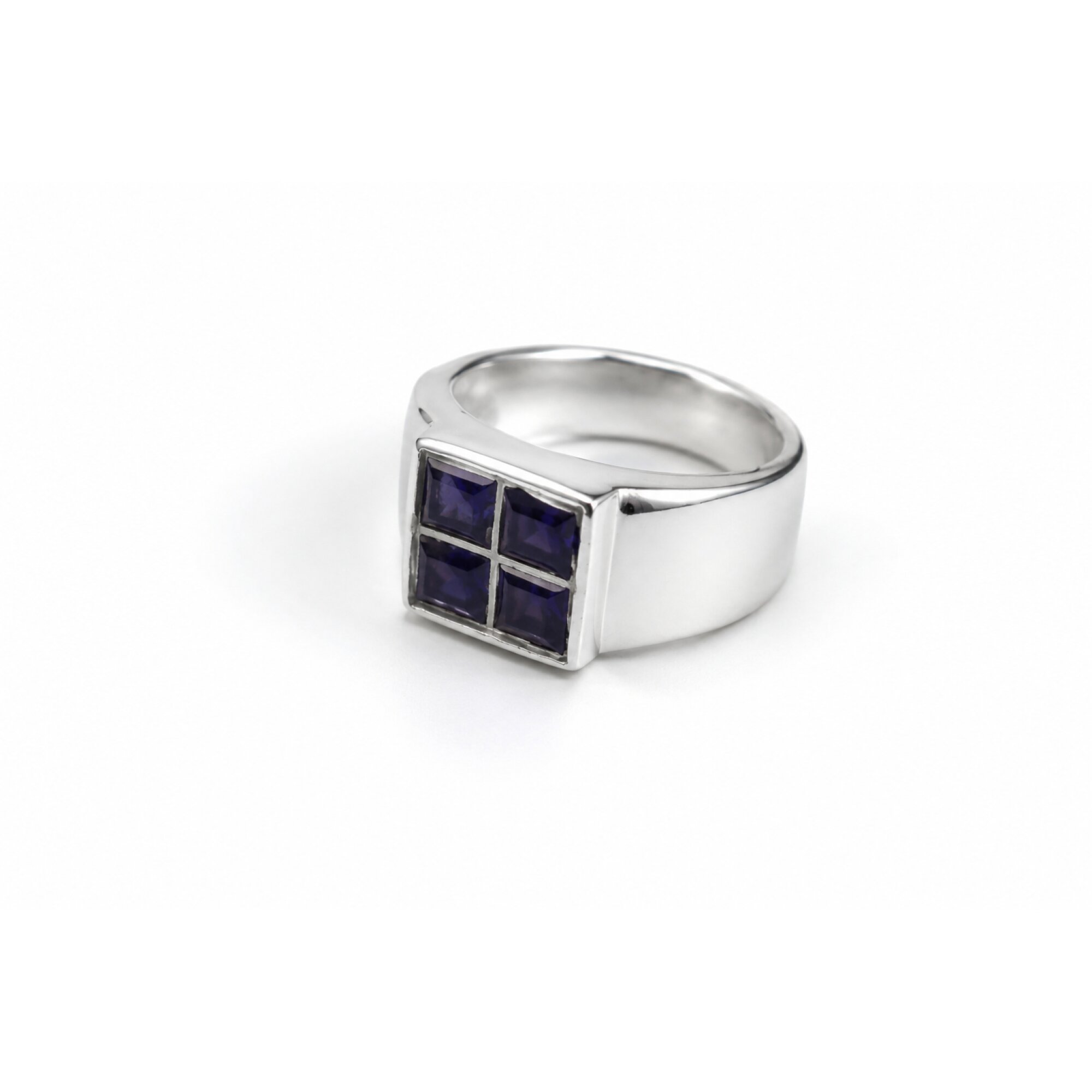 Clear purple Natural Amethyst rectangular 925 Sterling Silver Ring Size 7.75 – photo 2