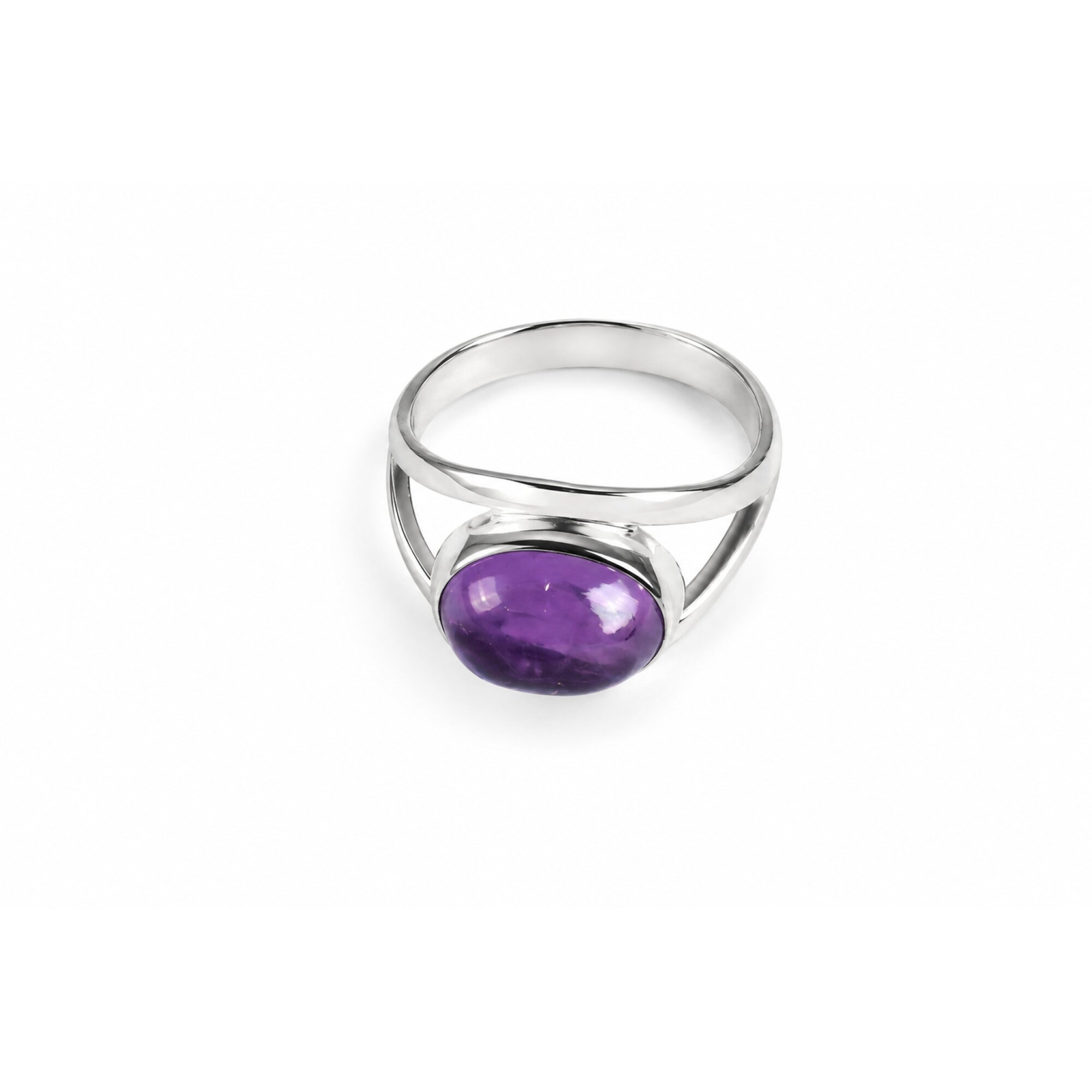 Clear purple Natural Amethyst oval 925 Sterling Silver Ring Size 9.00 – photo 5