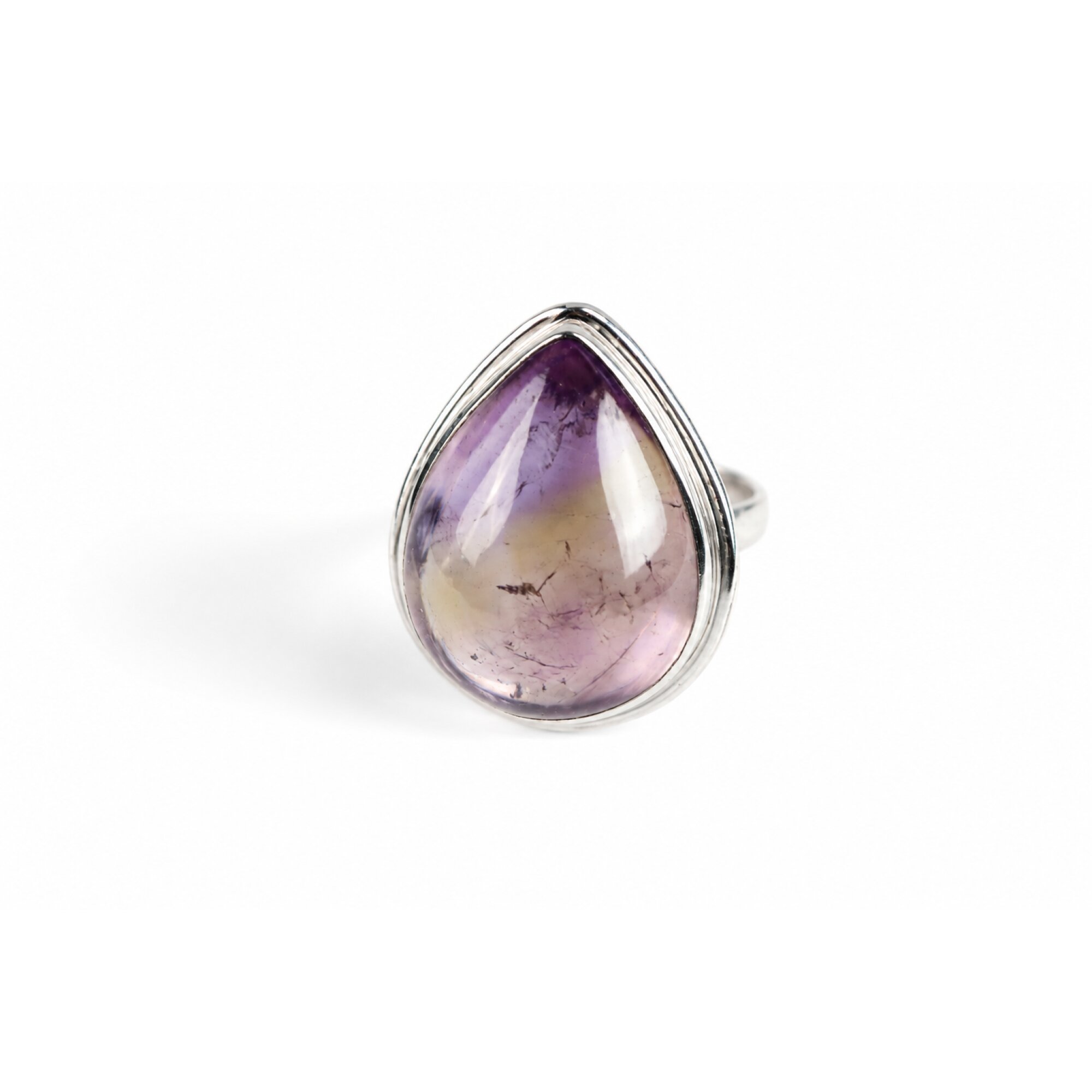 Clear purple Natural Amethyst teardrop 925 Sterling Silver Ring Size 9.00 – photo 4