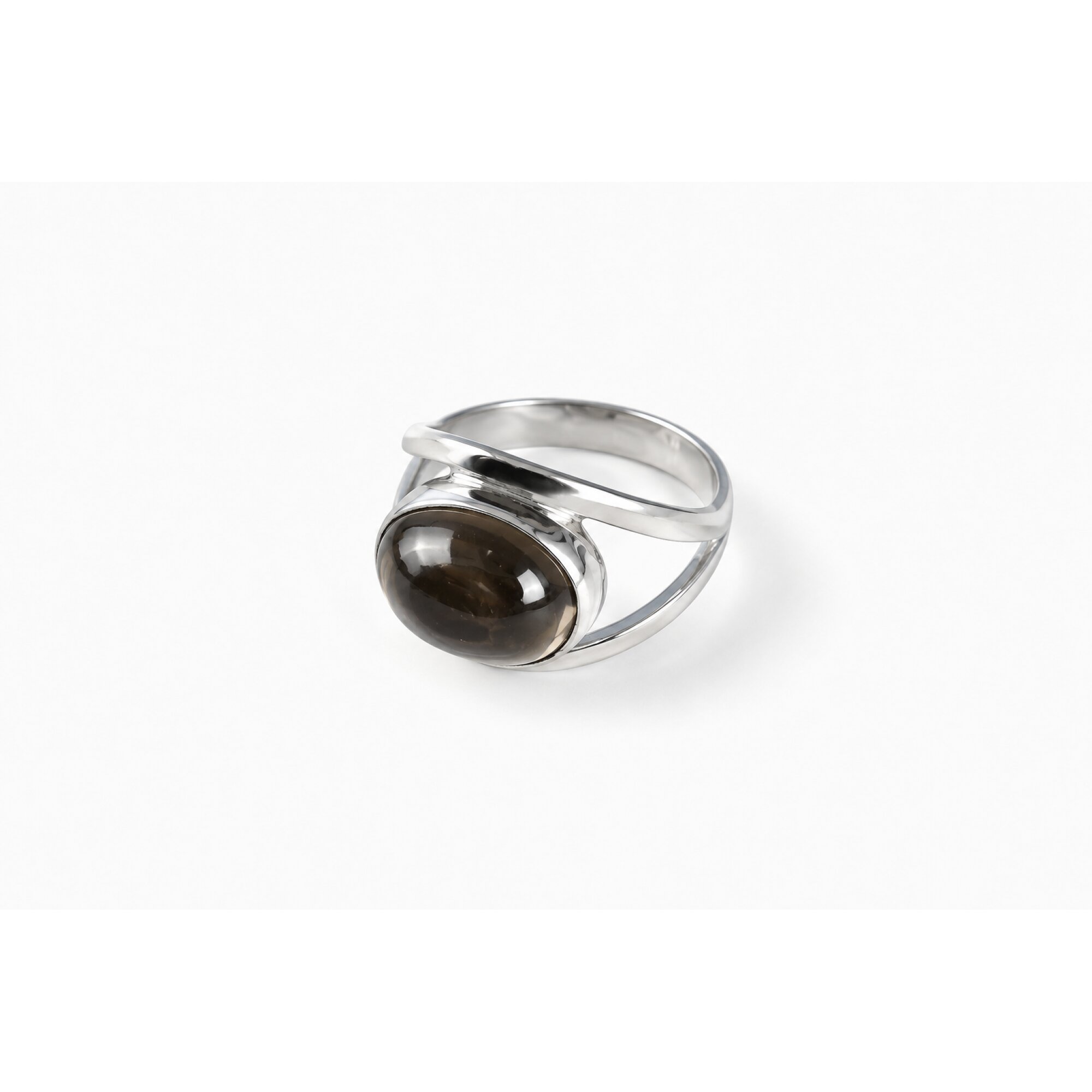 Clear brown Natural smokey quartz oval 925 Sterling Silver Ring Size 7.50 – photo 4
