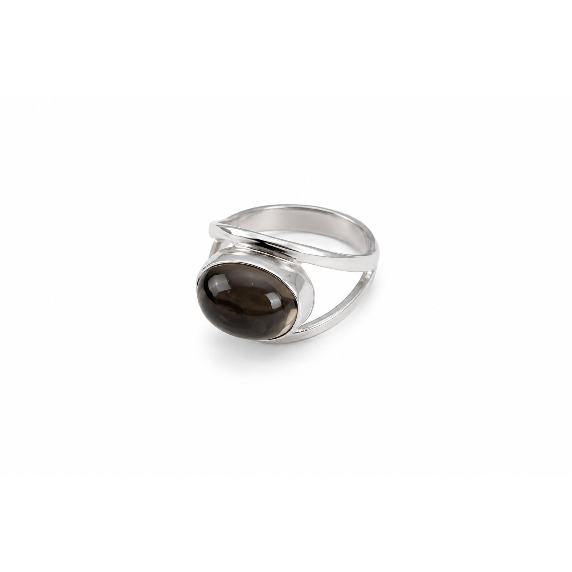 Clear brown Natural smokey quartz oval 925 Sterling Silver Ring Size 7.50 – photo 5