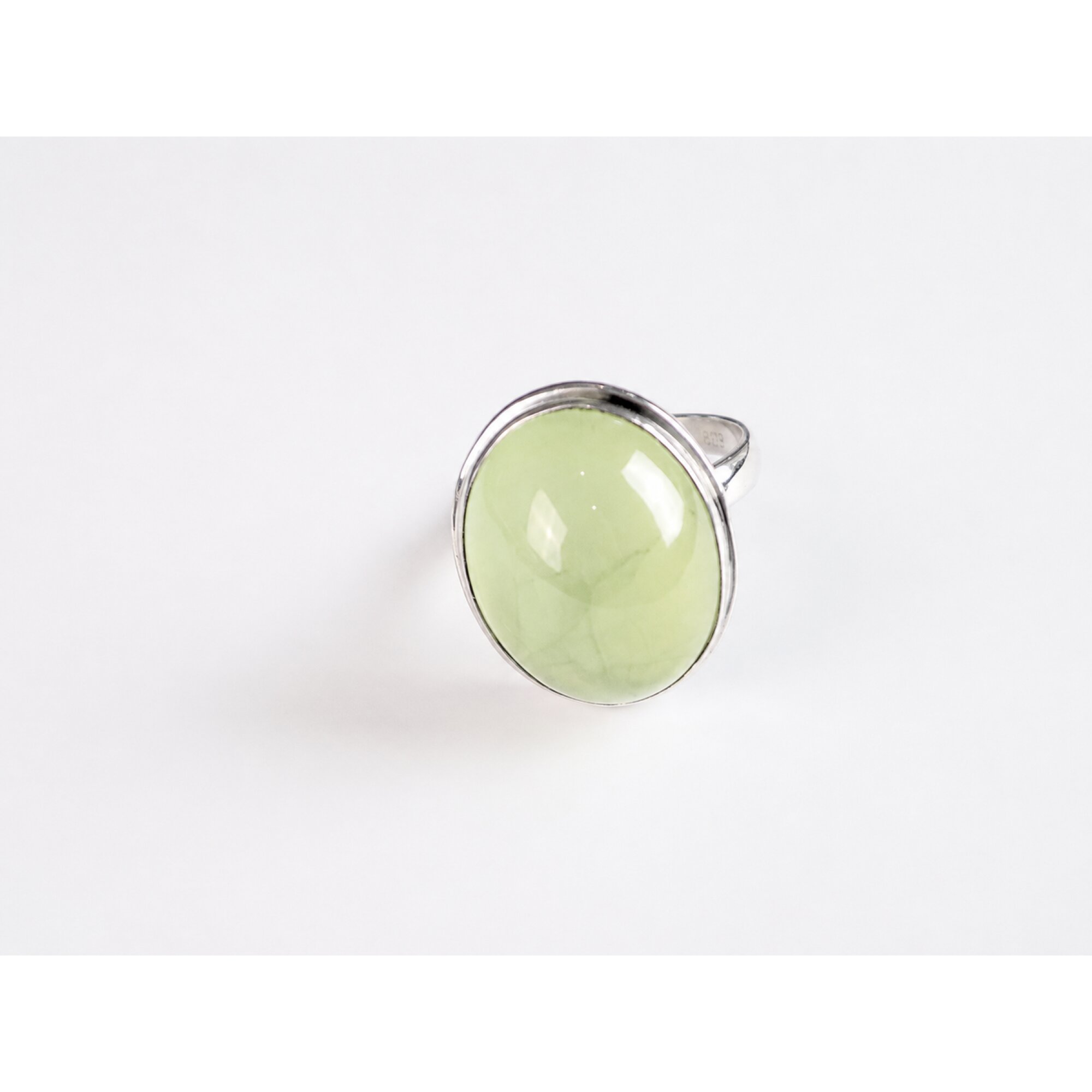 Clear light green Prehnite oval 925 Sterling Silver Ring Size 8.00 – photo 8