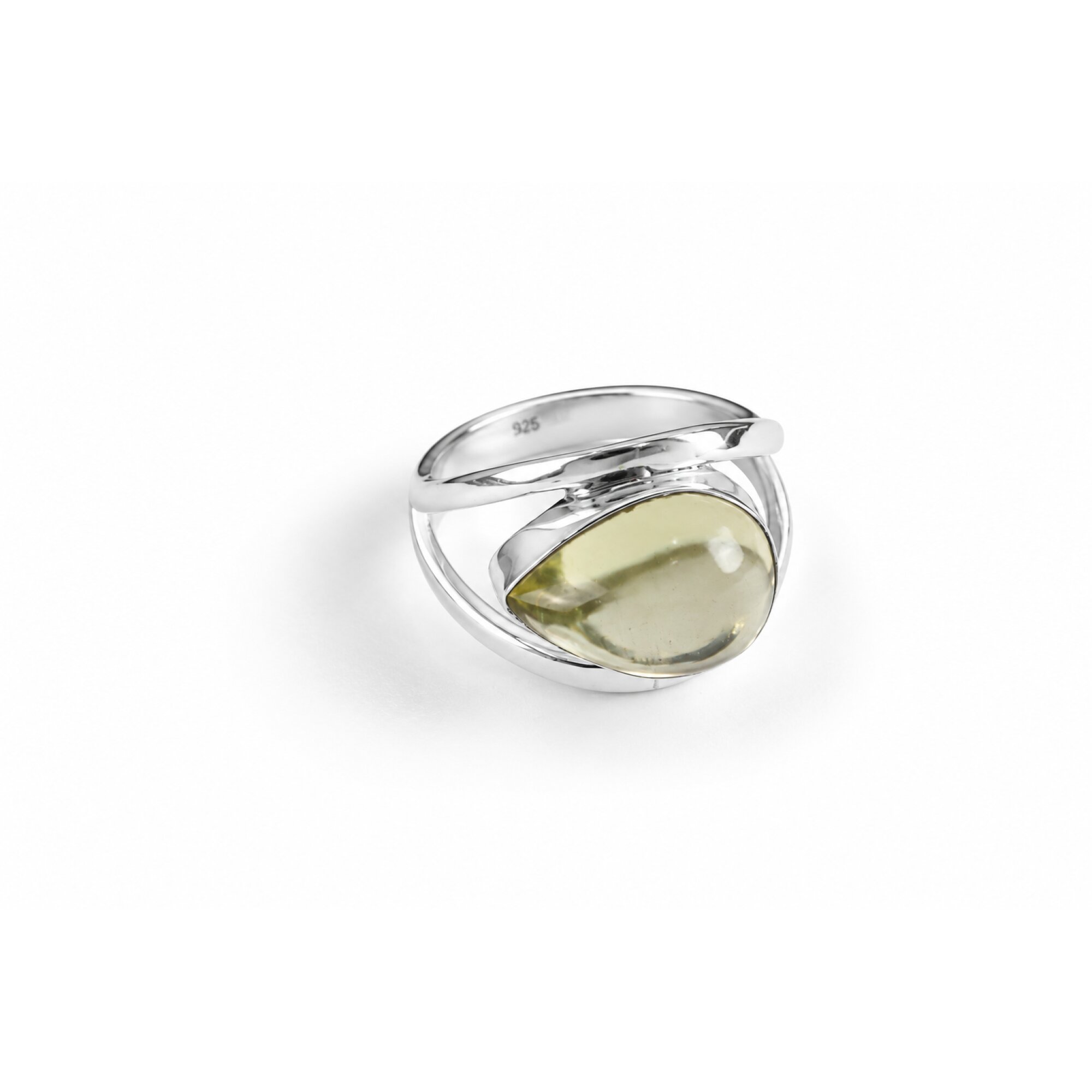 Clear light green Prehnite teardrop 925 Sterling Silver Ring Size 7.75 – photo 4