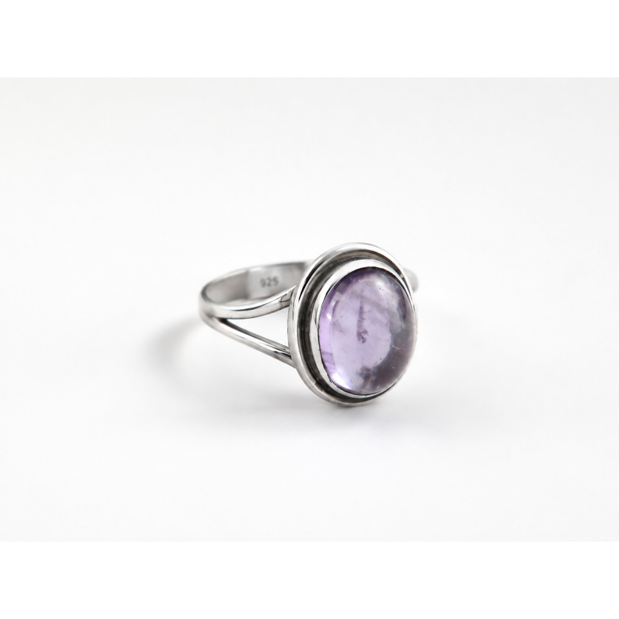 Clear purple Natural amethyst oval 925 Sterling Silver Ring Size 7.00 – photo 6