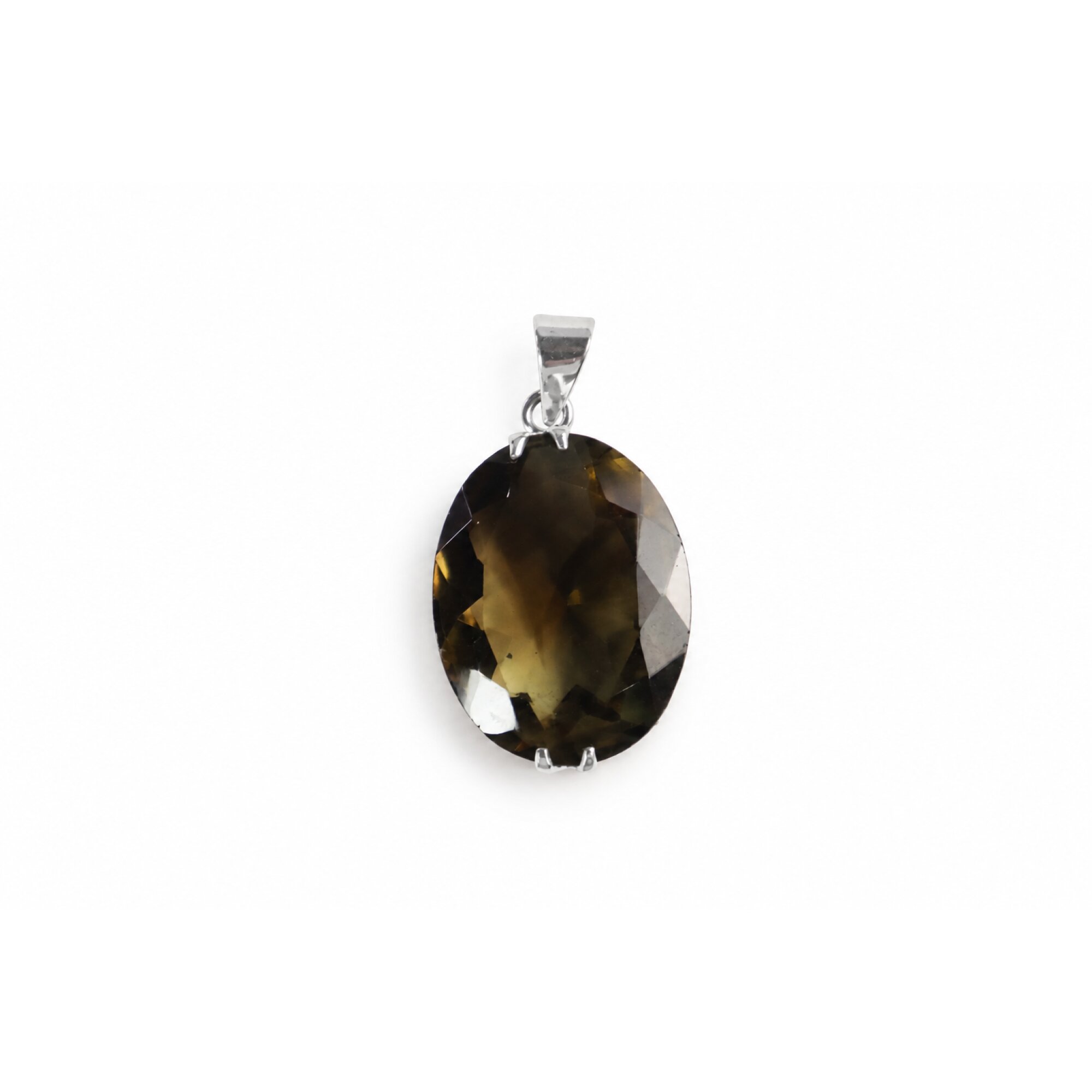 Clear green Natural Smoky quartz 925 Sterling Silver Pendant 41 mm – photo 2