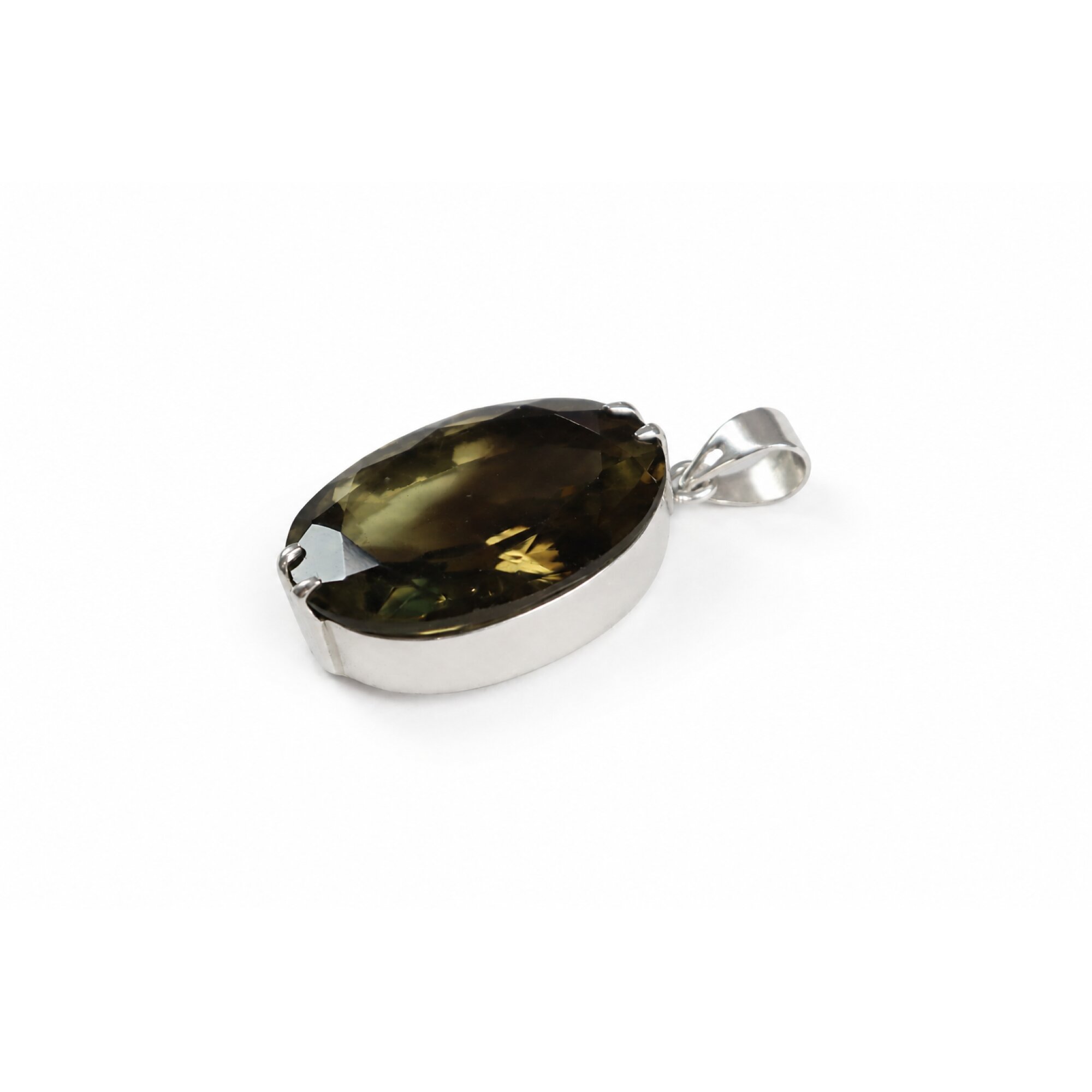 Clear green Natural Smoky quartz 925 Sterling Silver Pendant 41 mm – photo 4