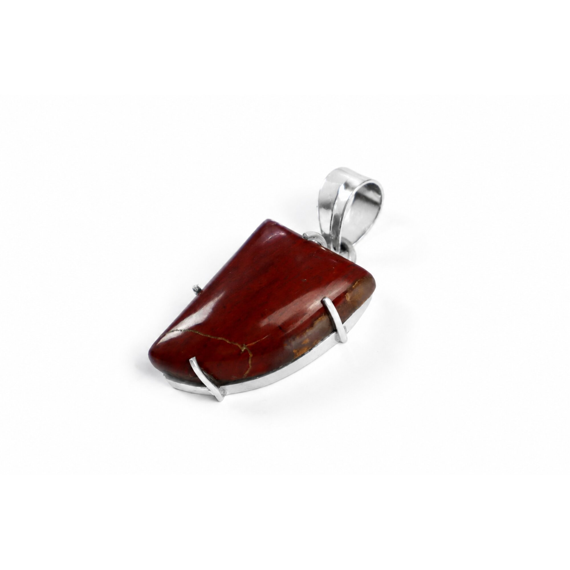 vine red Jasper 1/4 circle 925 Sterling Silver Pendant 45 mm – photo 3
