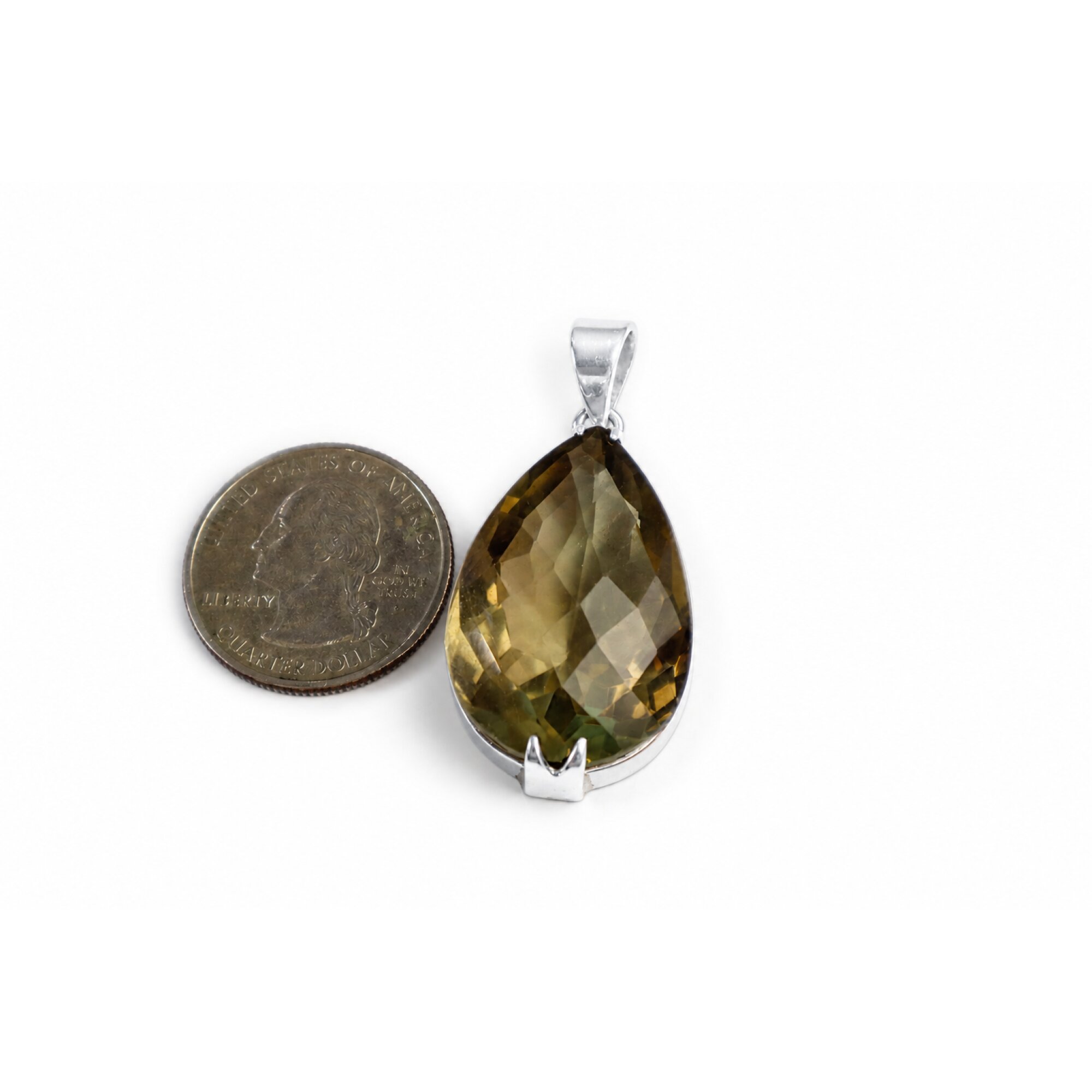 Brown Natural Smokey Quartz teardrop 925 Sterling Silver Pendant 44 mm – photo 2