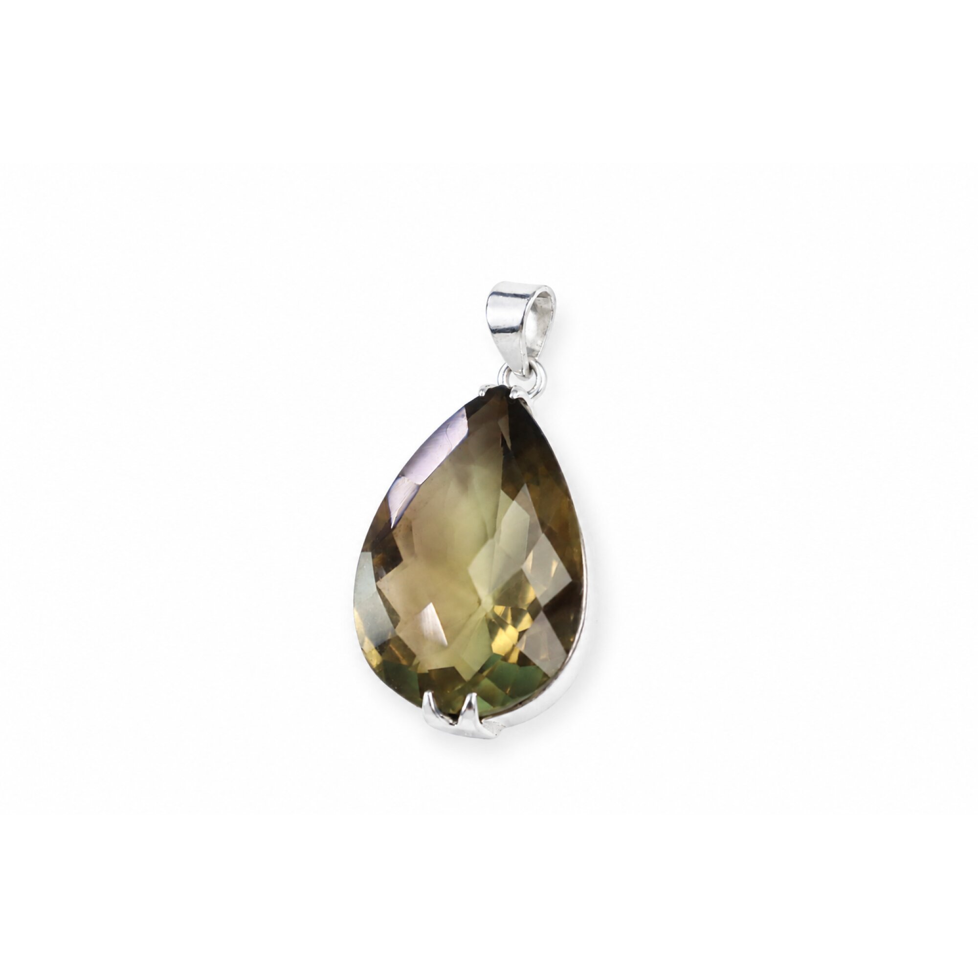 Brown Natural Smokey Quartz teardrop 925 Sterling Silver Pendant 44 mm – photo 7