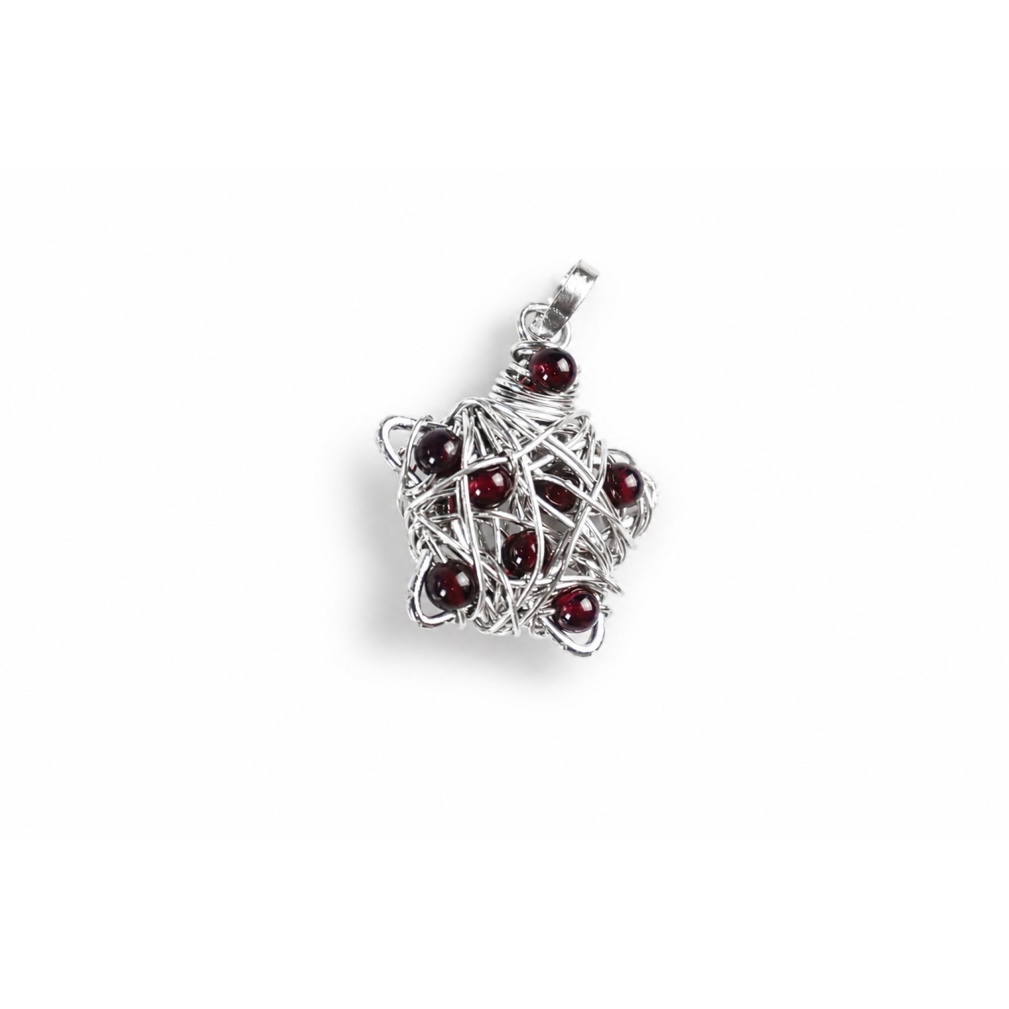 Red Garnet wired star 925 Sterling Silver Pendant 36 mm – photo 7