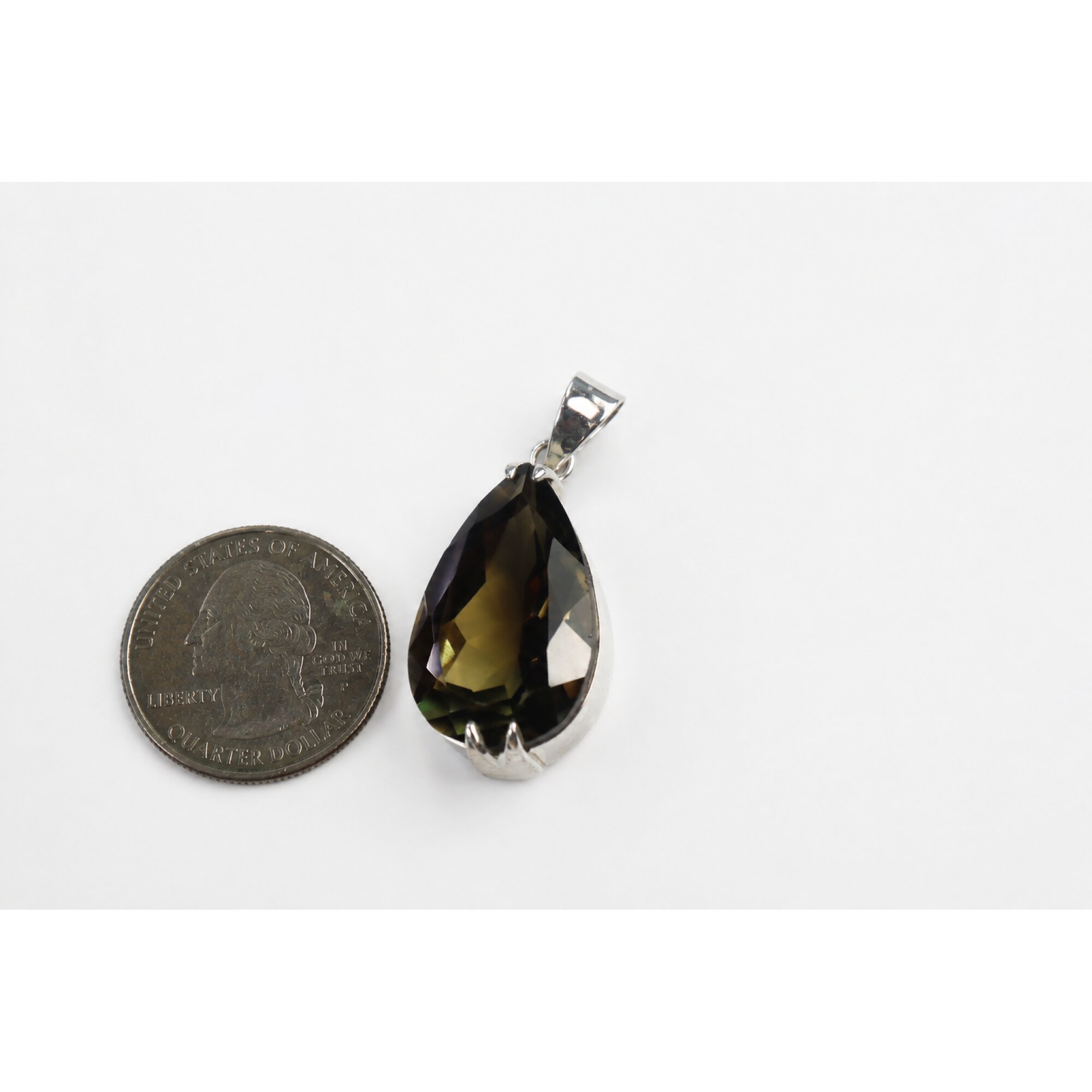 brown Natural smokey quartz teardrop 925 Sterling Silver Pendant 40 mm – photo 4