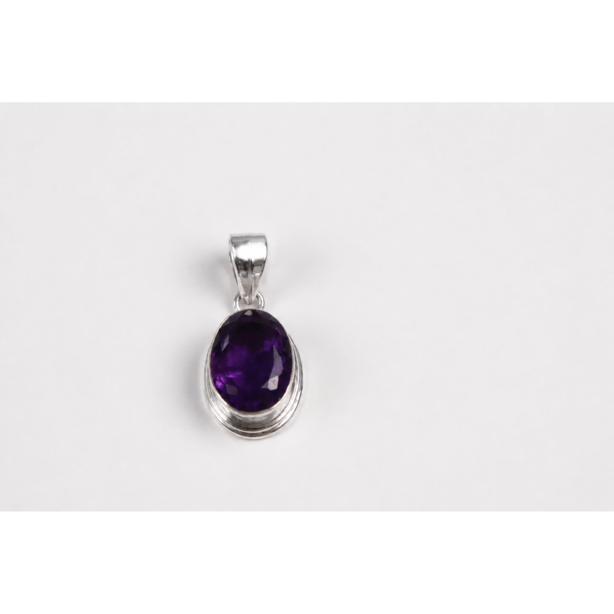 Clear purple Natural amethyst oval 925 Sterling Silver Pendant 31 mm – photo 7