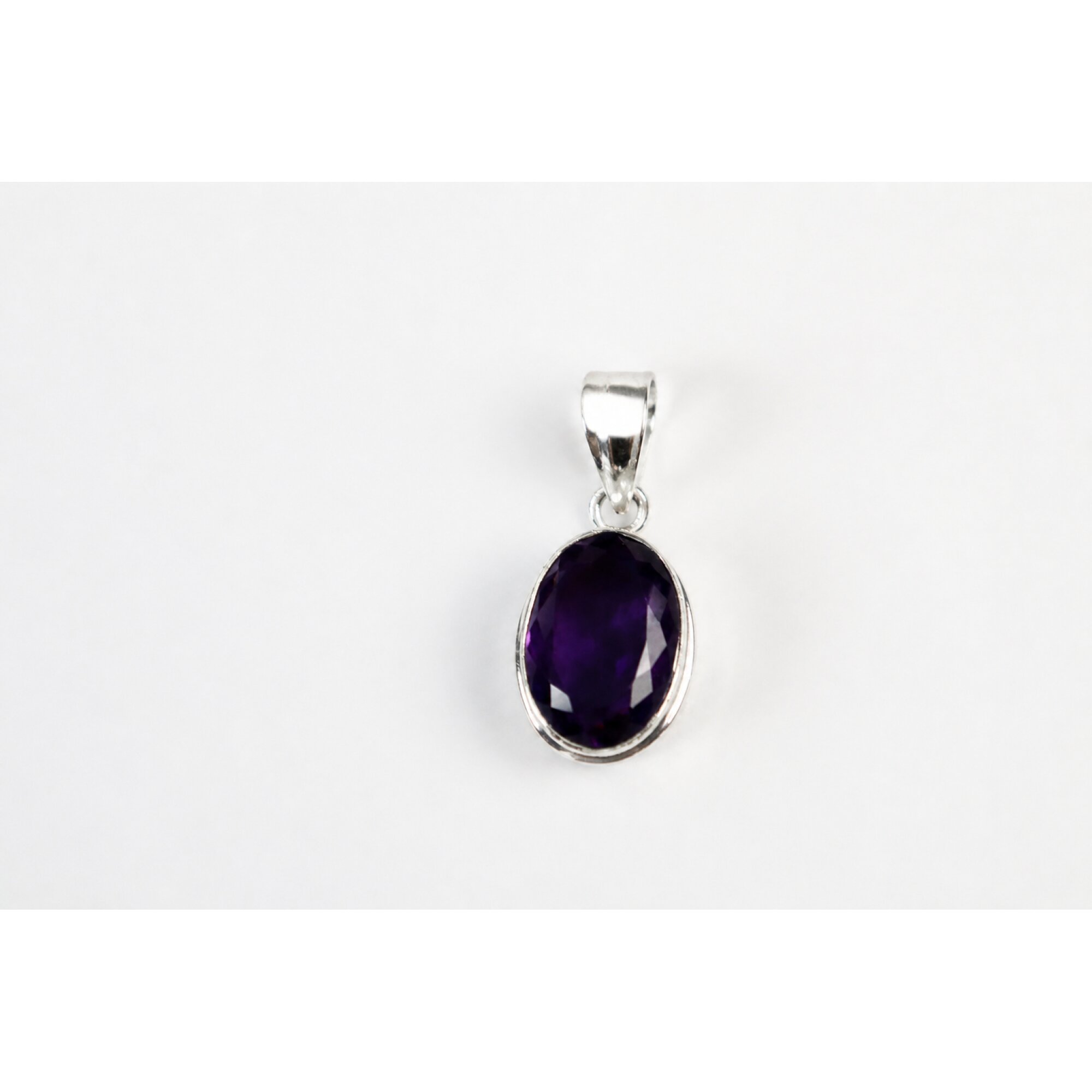 Clear purple Natural amethyst oval 925 Sterling Silver Pendant 29 mm – photo 3