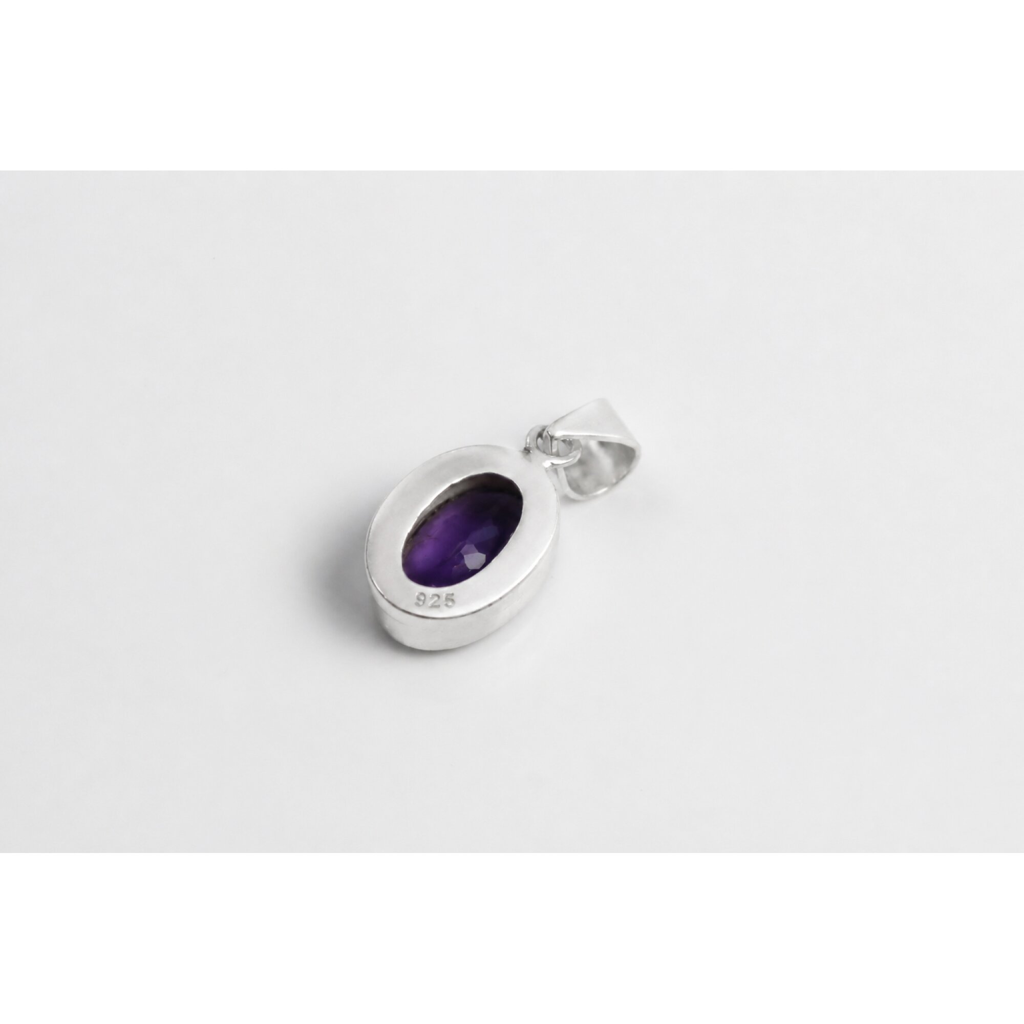 Clear purple Natural amethyst oval 925 Sterling Silver Pendant 29 mm – photo 6