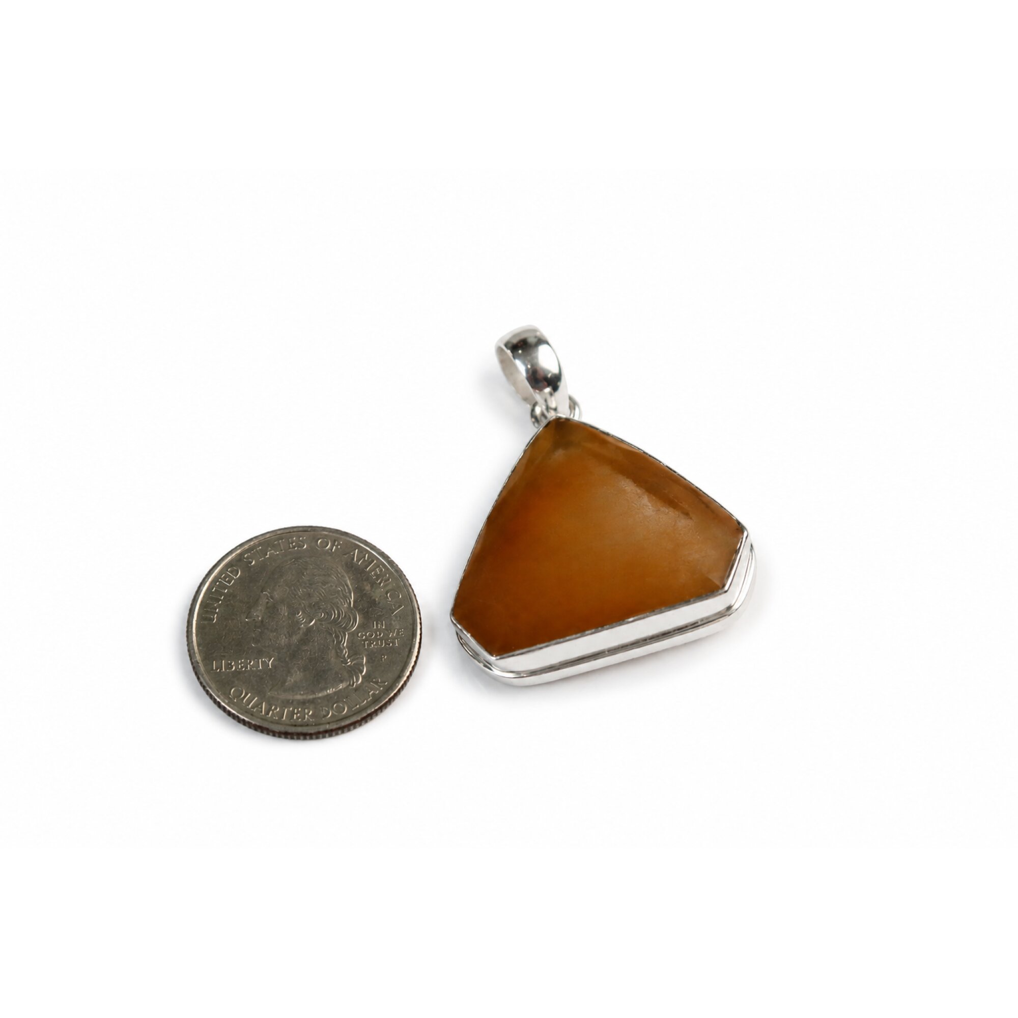 Clear orange red Carnelian Freeform Trapezoid 925 Sterling Silver Pendant 45 mm – photo 4