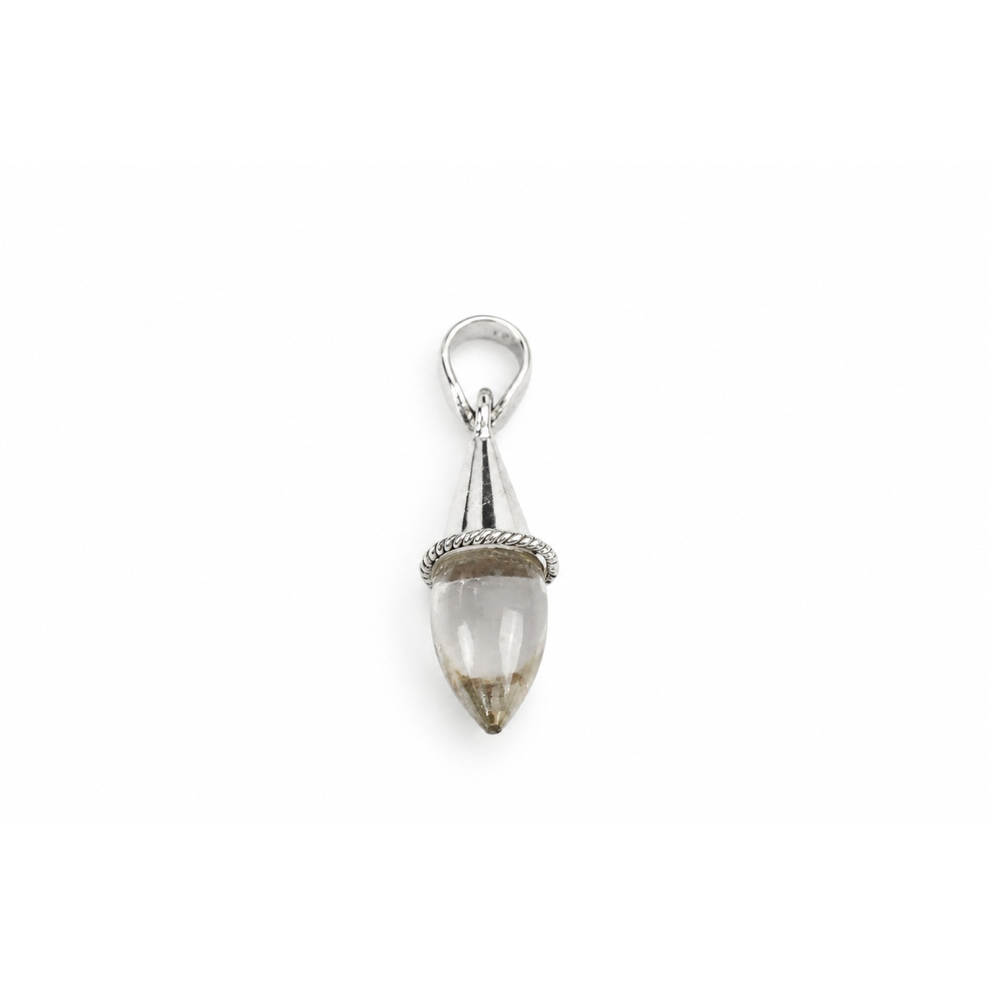 clear Rock Crystal teardrop 925 Sterling Silver Pendant 40 mm – photo 2