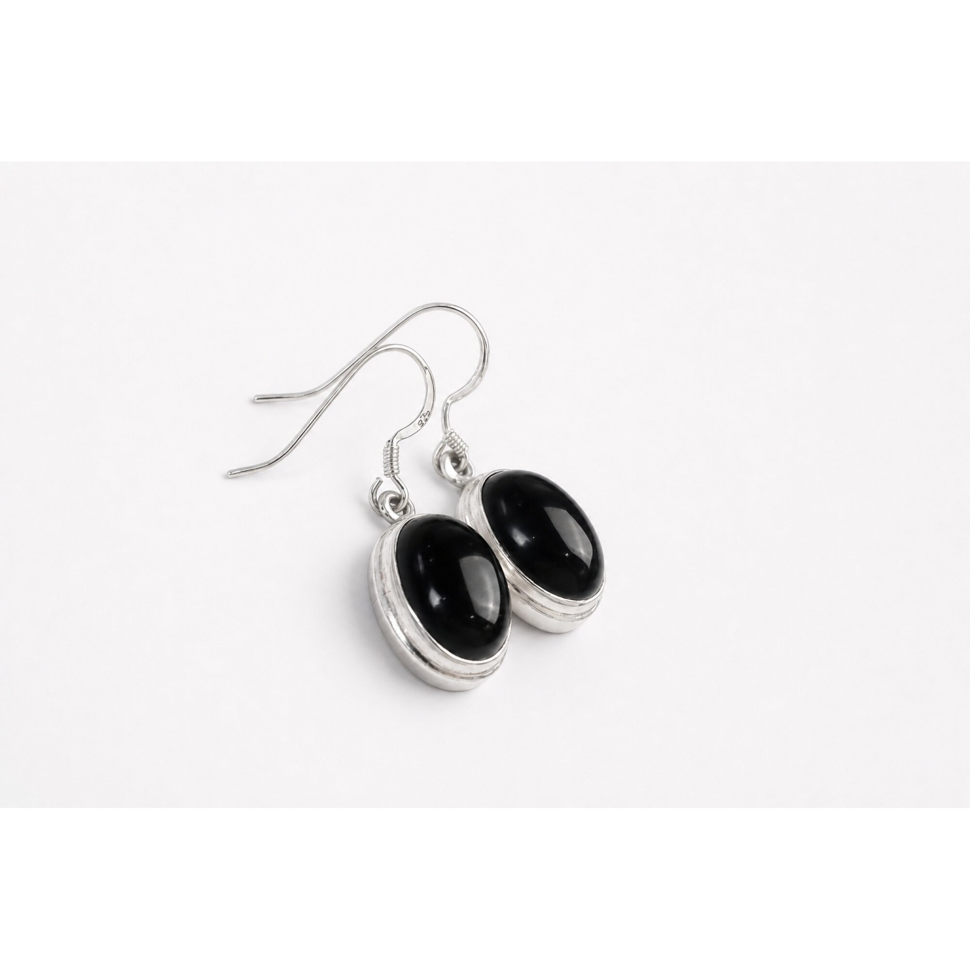 black onyx oval 925 Sterling Silver Earrings 34 mm – photo 8