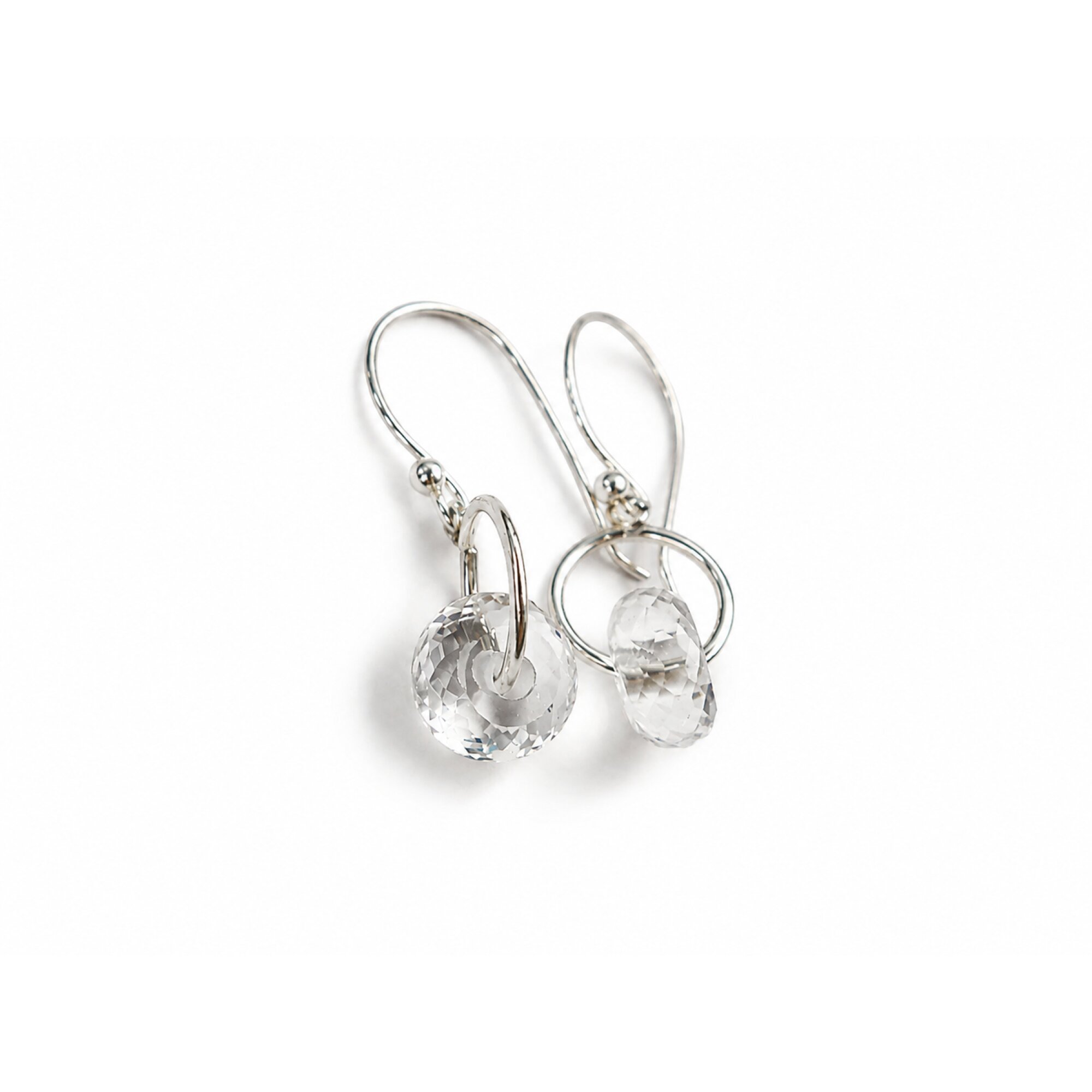 Clear white topaz Doughnut 925 Sterling Silver Earrings 33 mm – photo 3