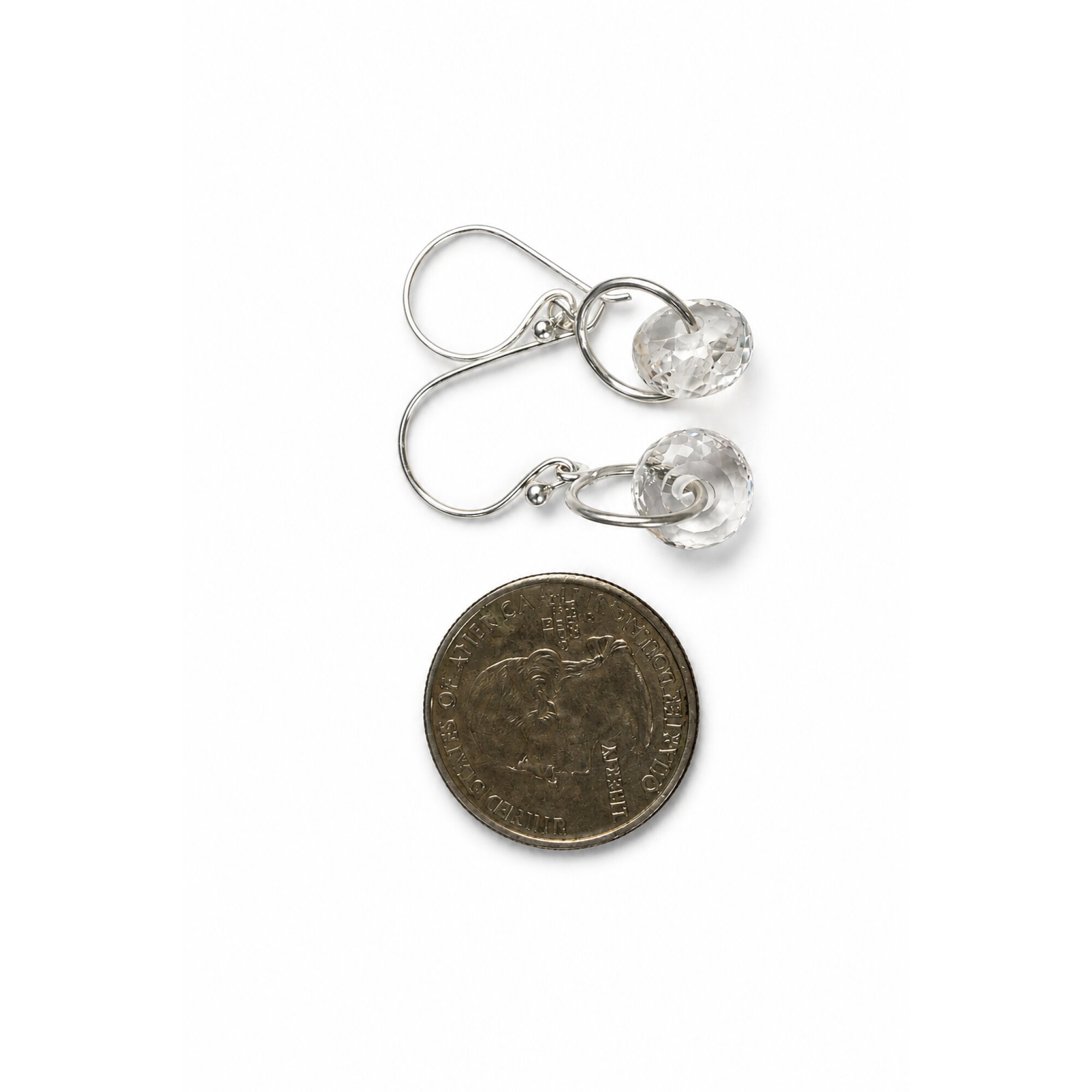 Clear white topaz Doughnut 925 Sterling Silver Earrings 33 mm – photo 5