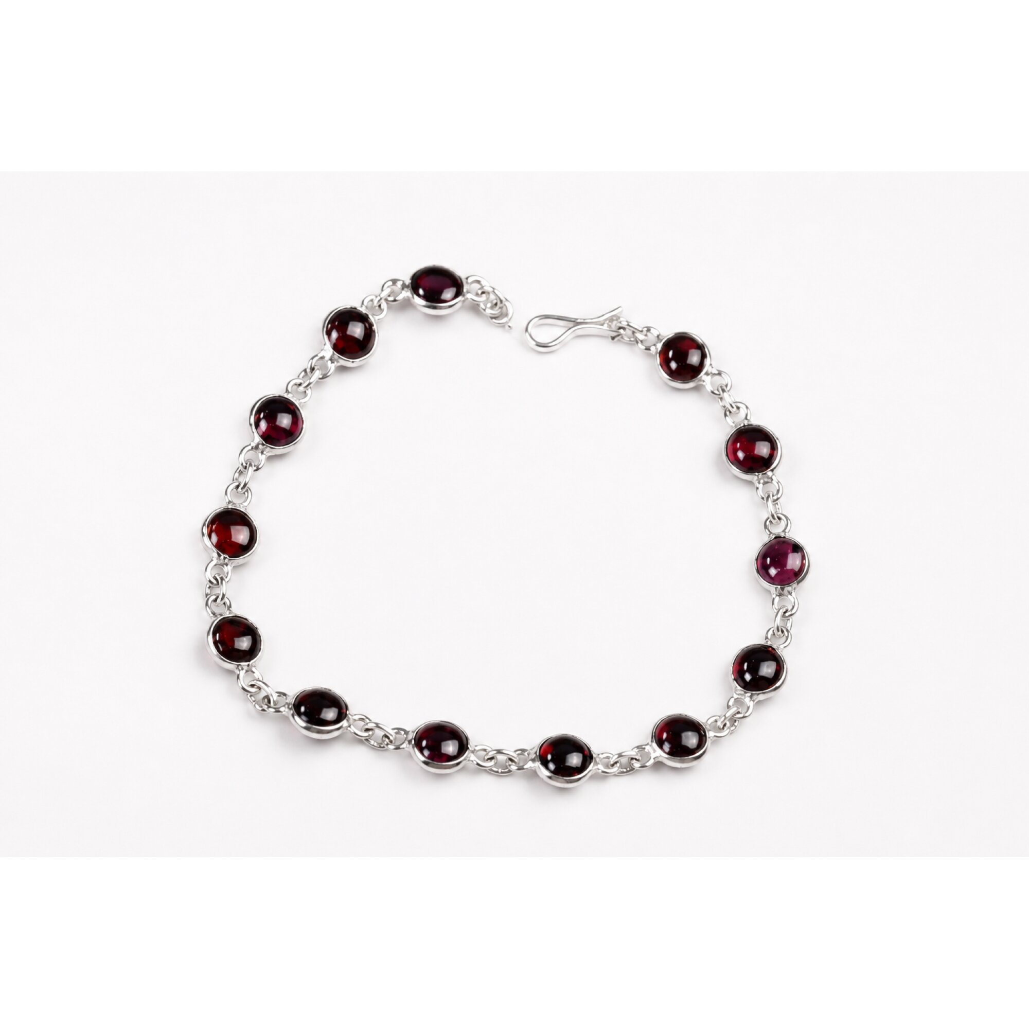 Clear red garnet round 925 Sterling Silver Bracelet 180 mm – photo 2