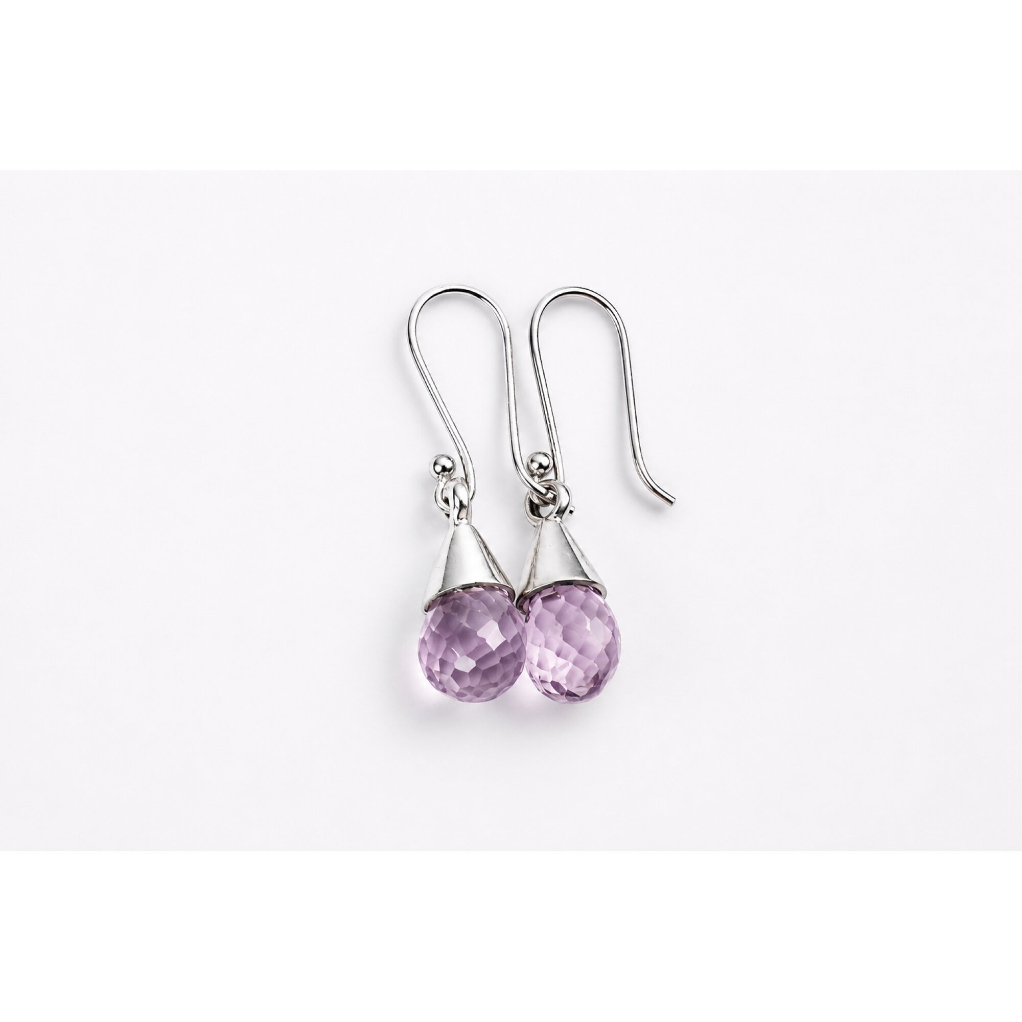 Clear purple Natural amethyst pear 925 Sterling Silver Earrings 35 mm – photo 2