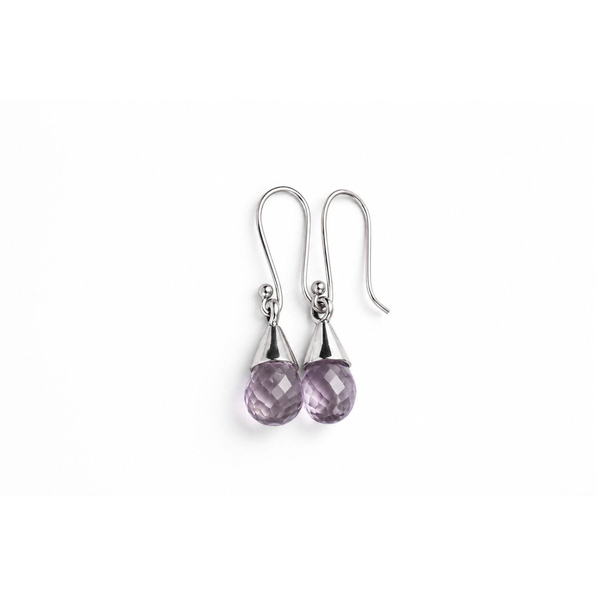 Clear purple Natural amethyst pear 925 Sterling Silver Earrings 35 mm – photo 3