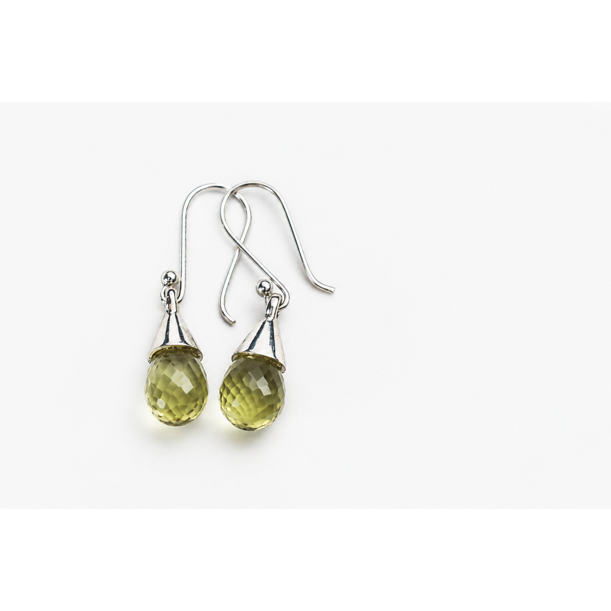 Clear yellow Natural Lemon Quartz pear 925 Sterling Silver Earrings 12 mm – photo 3