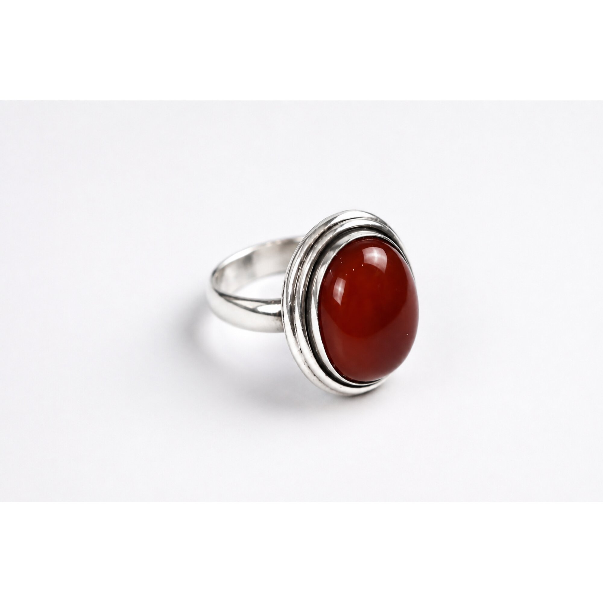 brown red Carnelian oval 925 Sterling Silver Ring Size -2.00 – photo 3