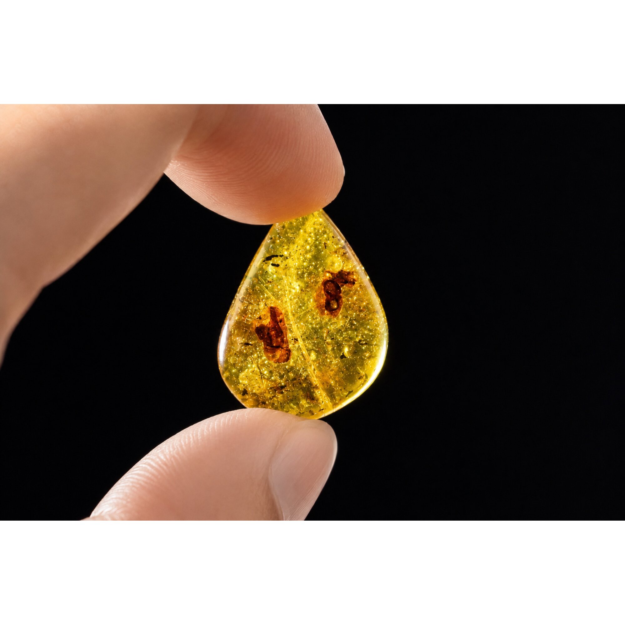 Translucent orange yellow Natural Dominican Amber teardrop Polished Stone 26 mm – photo 3