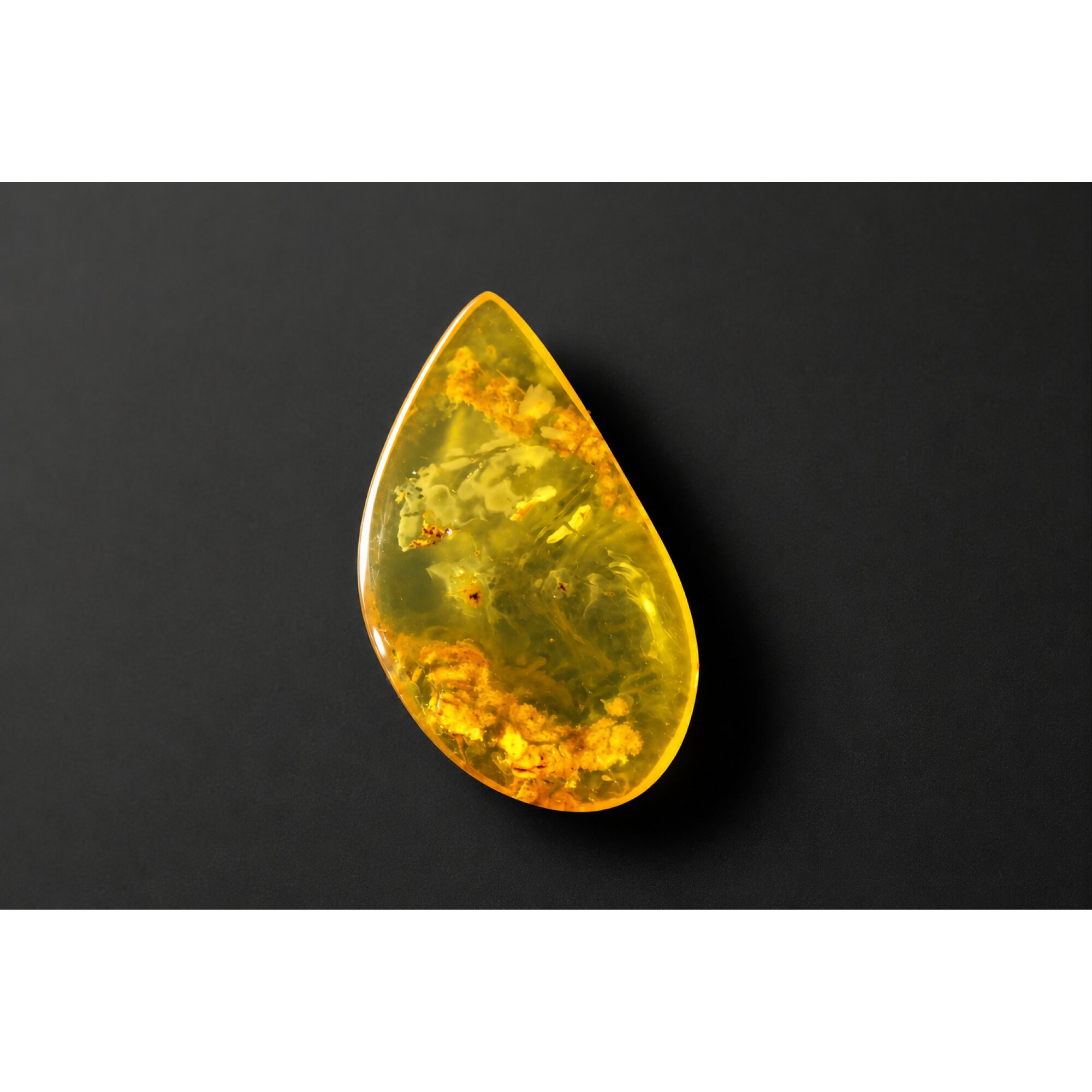 Clear yellow orange Natural Dominican Amber teardrop Polished Stone 28 mm – photo 2