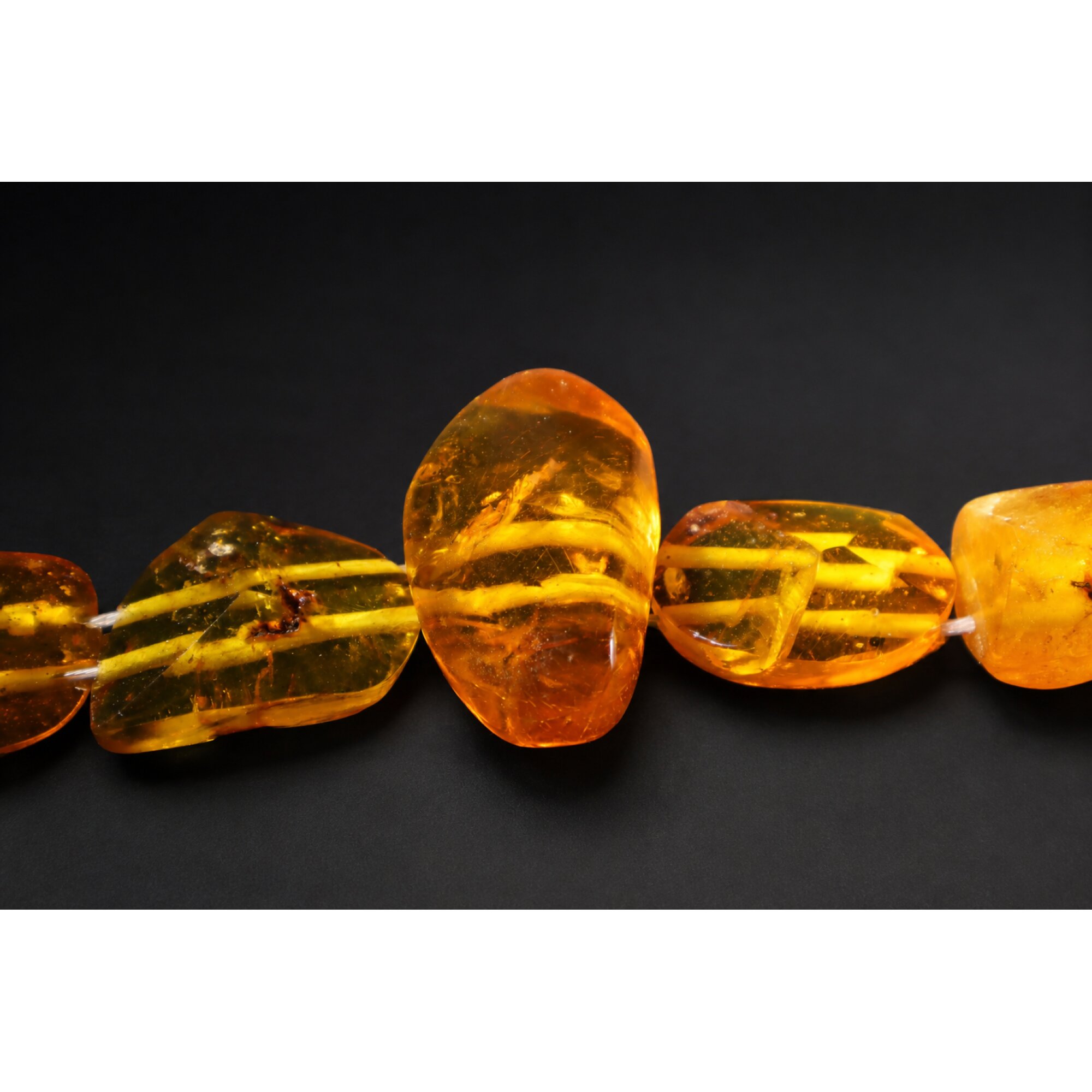 Clear orange yellow Natural Dominican Amber freeform 925 Bracelet 200 mm – photo 4