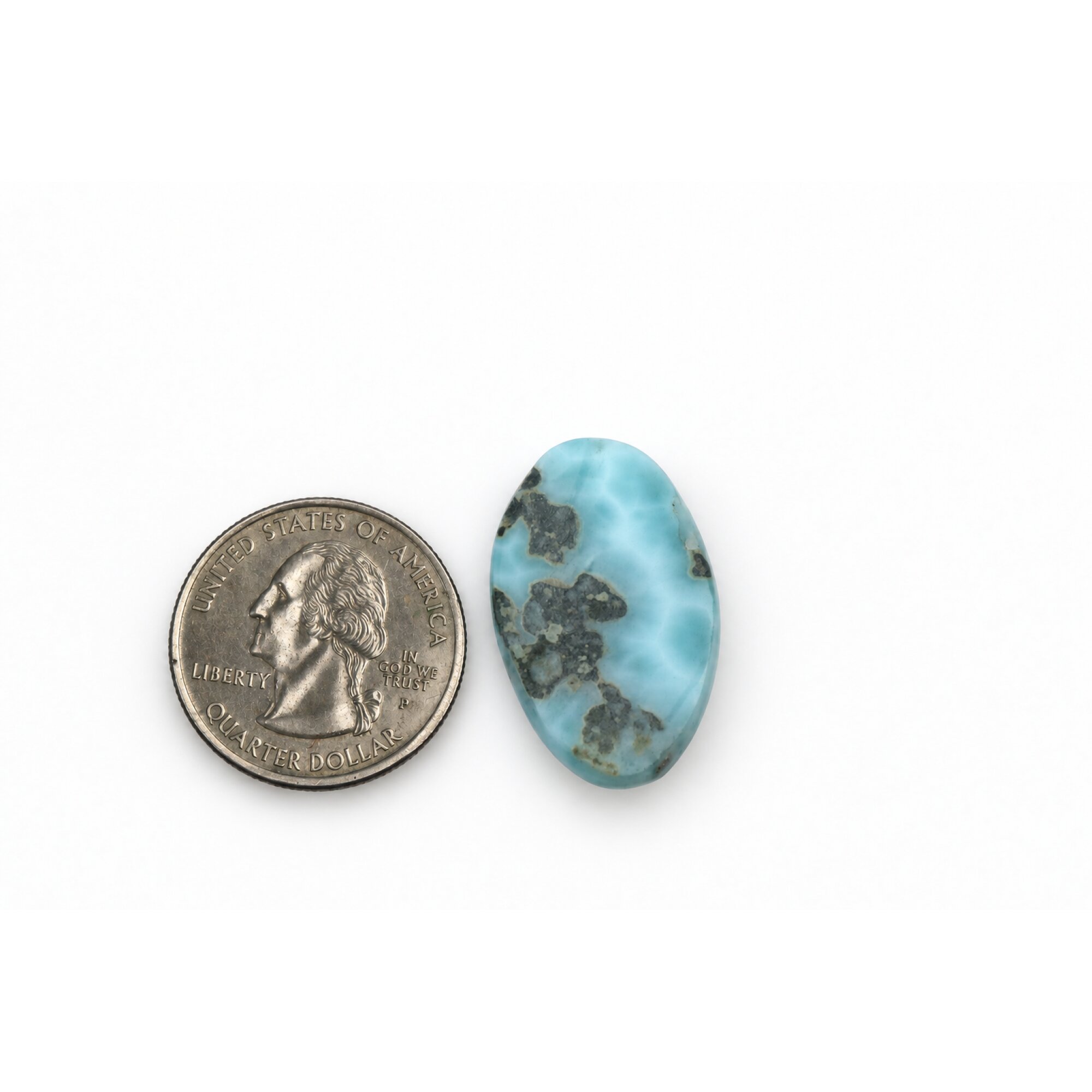 Genuine Sky Blue Larimar Oval Stone 28mm – photo 2