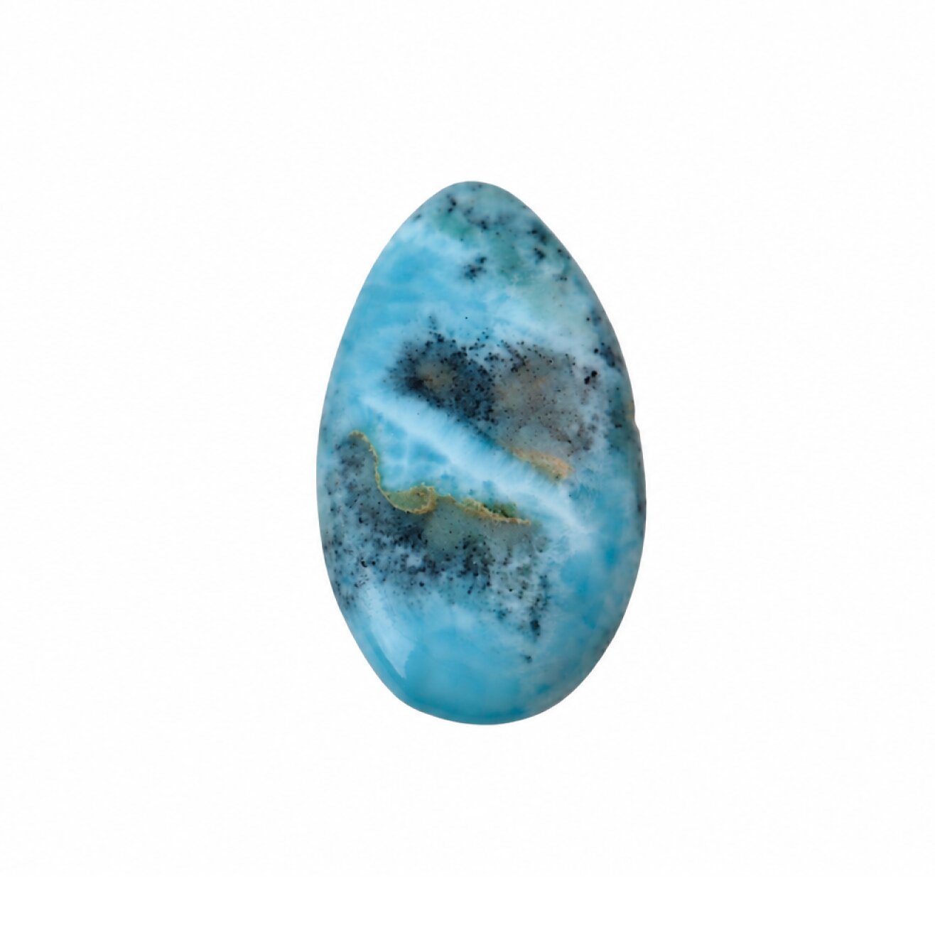 Handcrafted Polished: Natural Dominican Larimar Cabochon 33mm