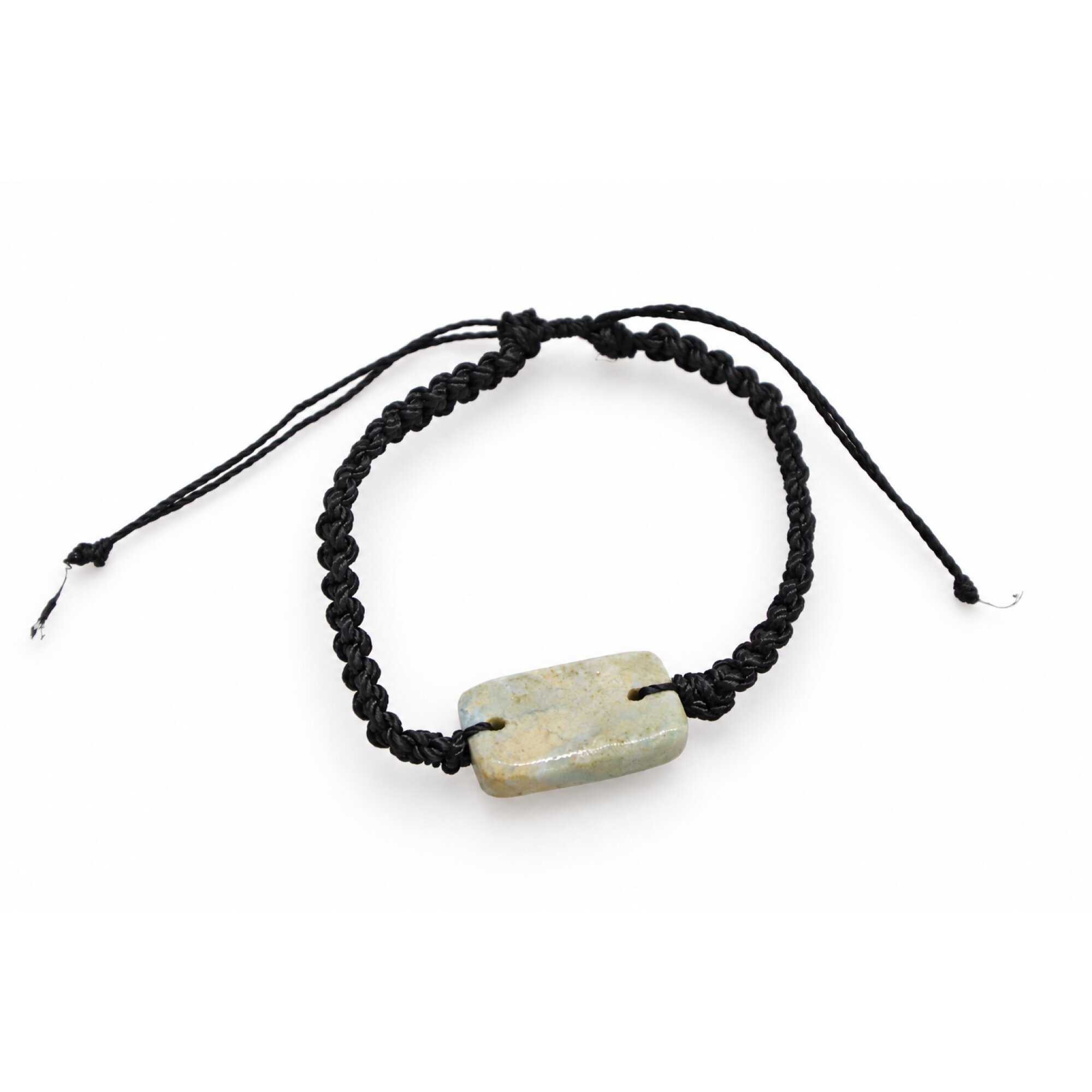 Handcrafted grey blue Dominican Larimar macrame bracelet 25mm – photo 3