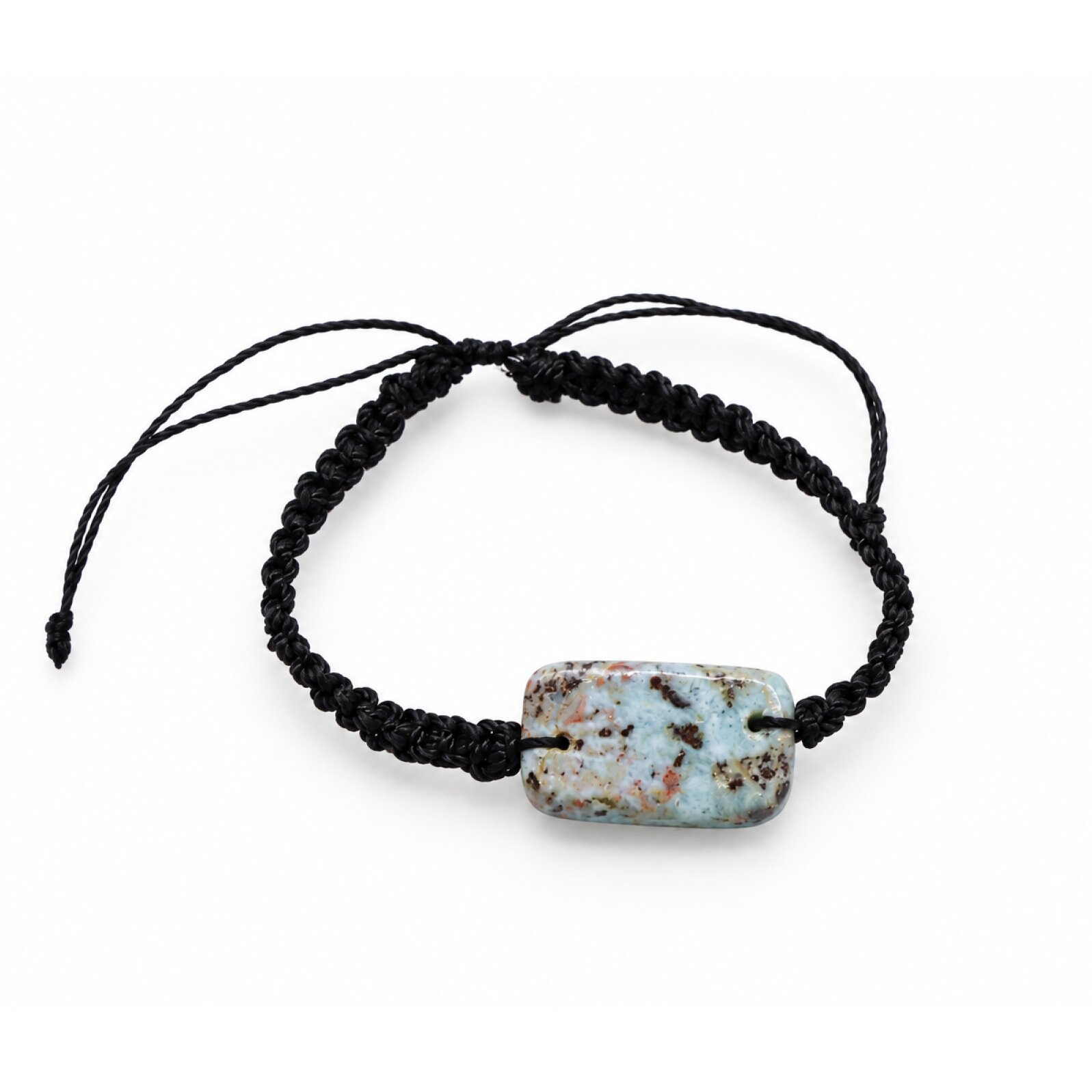 Artisan made red blue Dominican Larimar macrame bracelet 29mm