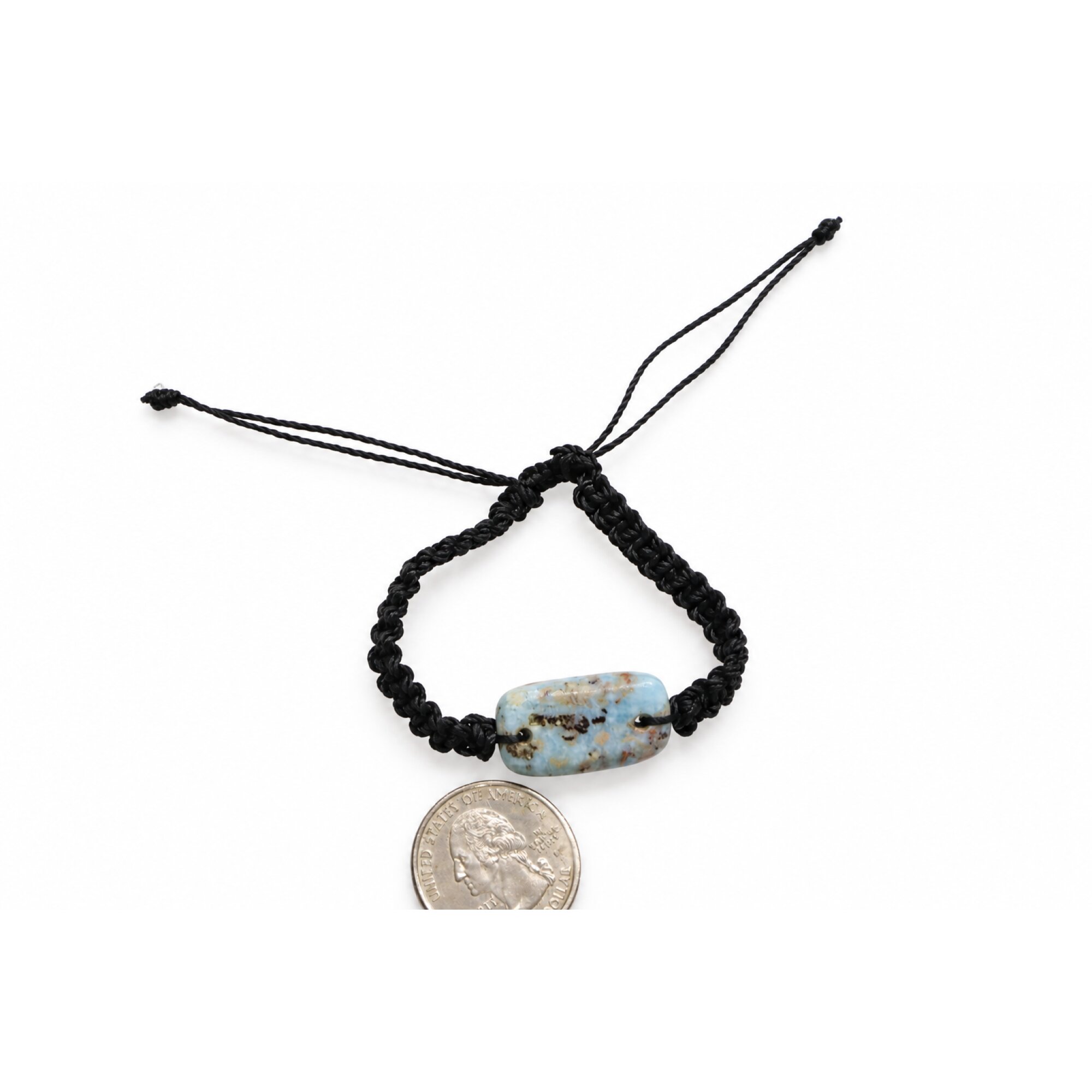 Artisan made red blue Dominican Larimar macrame bracelet 25mm – photo 2