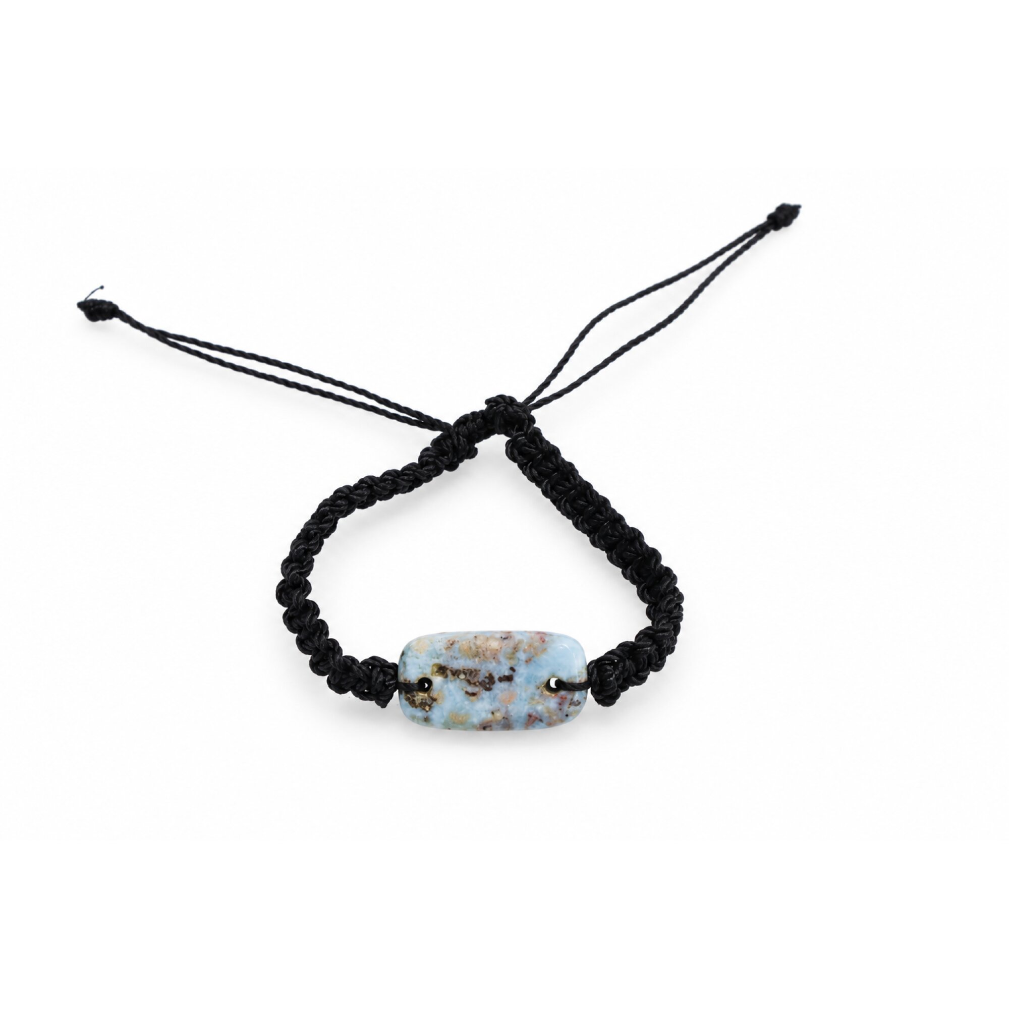 Artisan made red blue Dominican Larimar macrame bracelet 25mm – photo 4