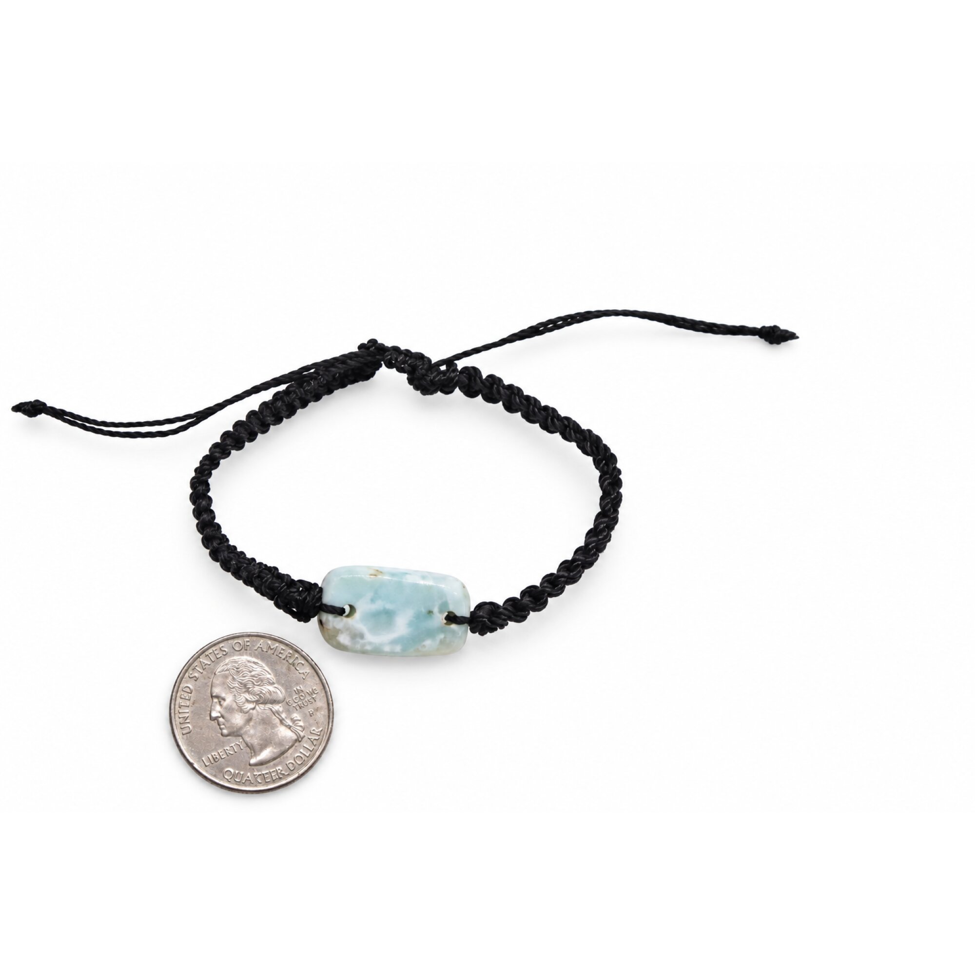 Handmade light blue Dominican Larimar macrame bracelet 23mm – photo 2