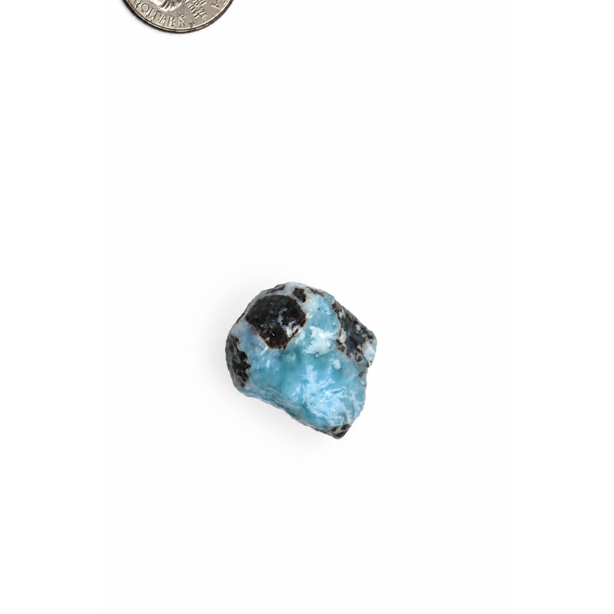 Nature created sky blue rough Dominican Larimar 37mm – photo 3