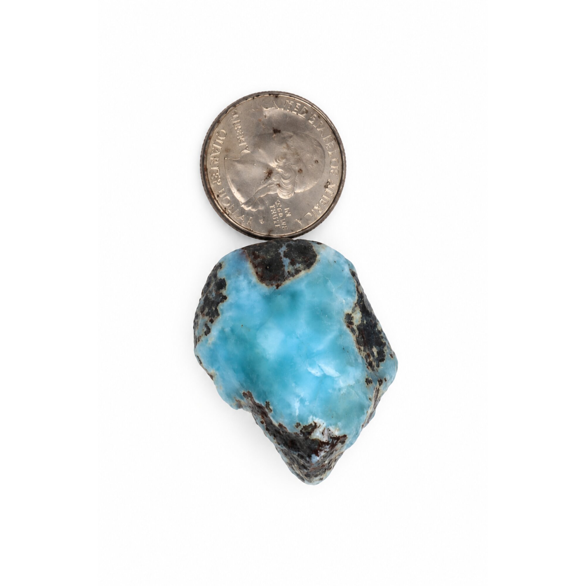 Nature created sky blue rough Dominican Larimar 37mm – photo 5