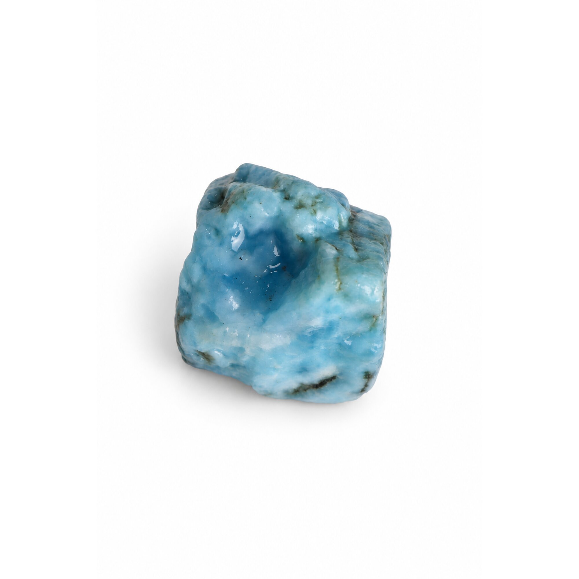 Nature created sky blue rough Dominican Larimar 35mm – photo 4