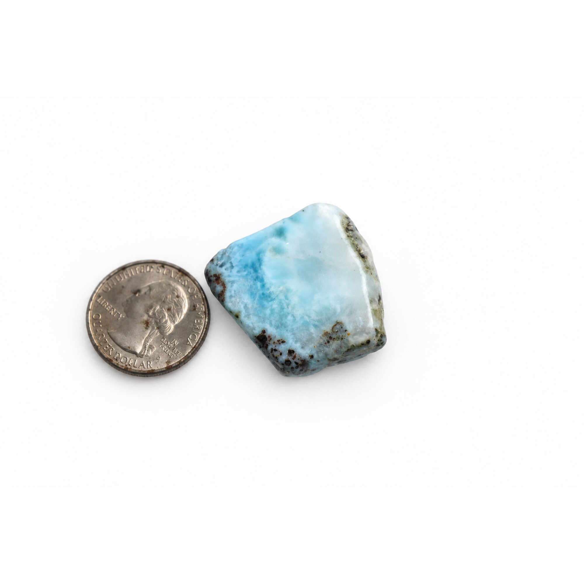 Organic beauty ocean blue rough Dominican Larimar 40mm – photo 2
