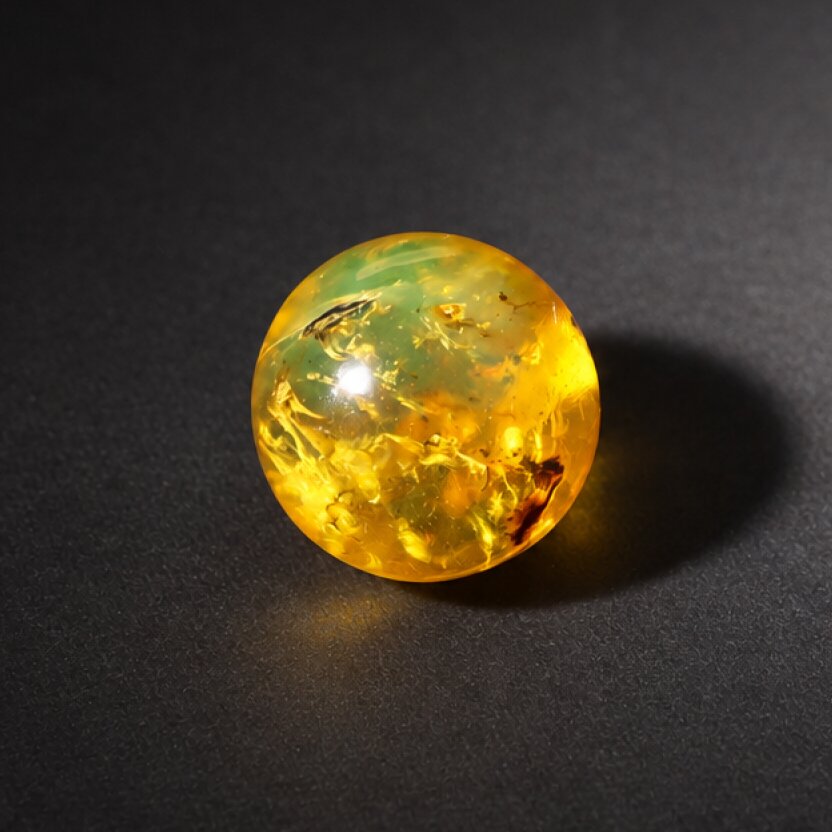 Natural green yellow Dominican amber sphere/ball 20.2mm