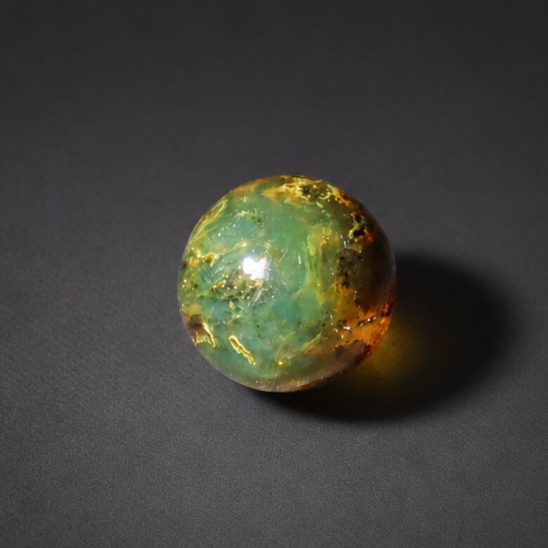 Earth mined deep green Dominican amber sphere/ball 16.7mm
