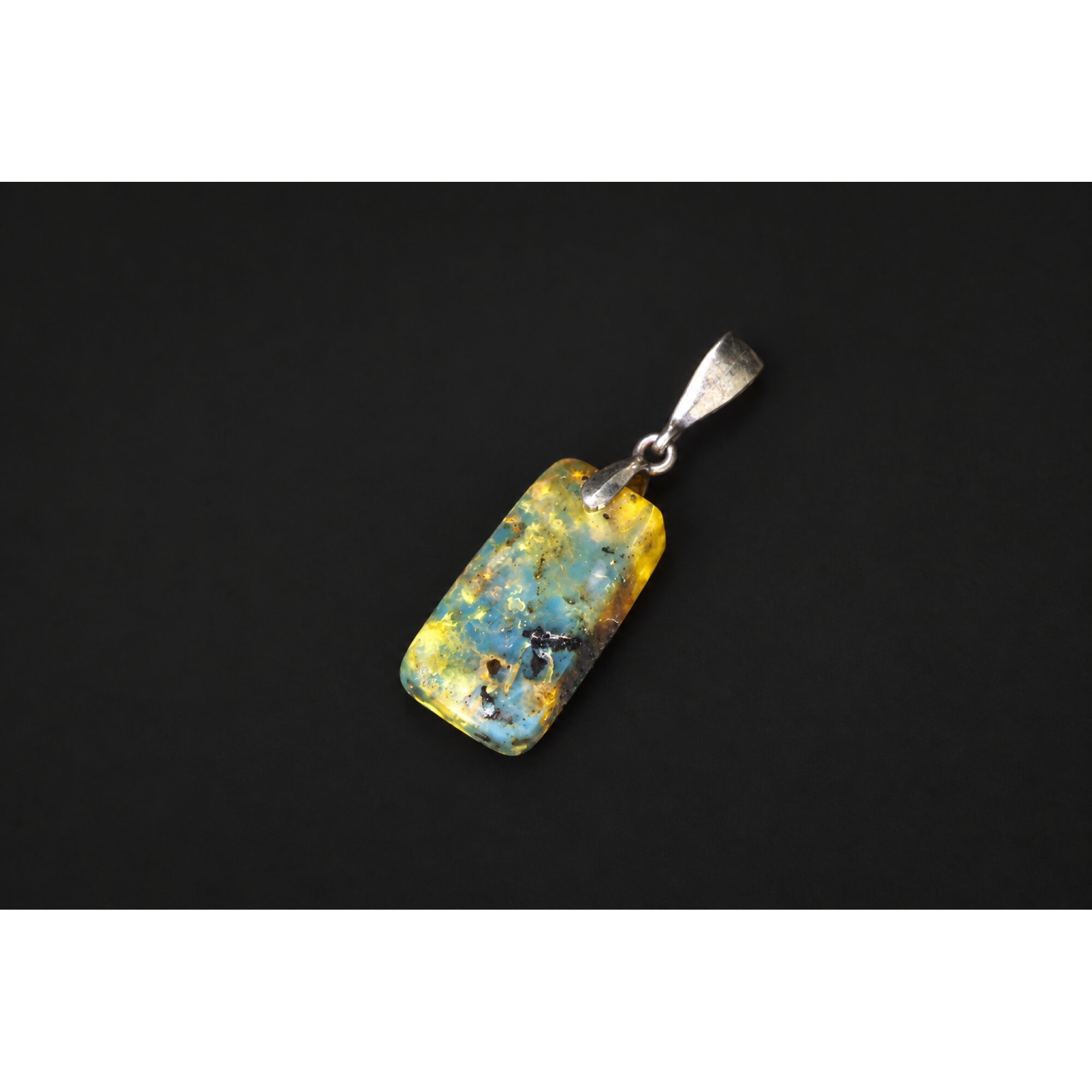 Artisan crafted dark yellow Dominican amber sterling silver pendant 33mm – photo 8