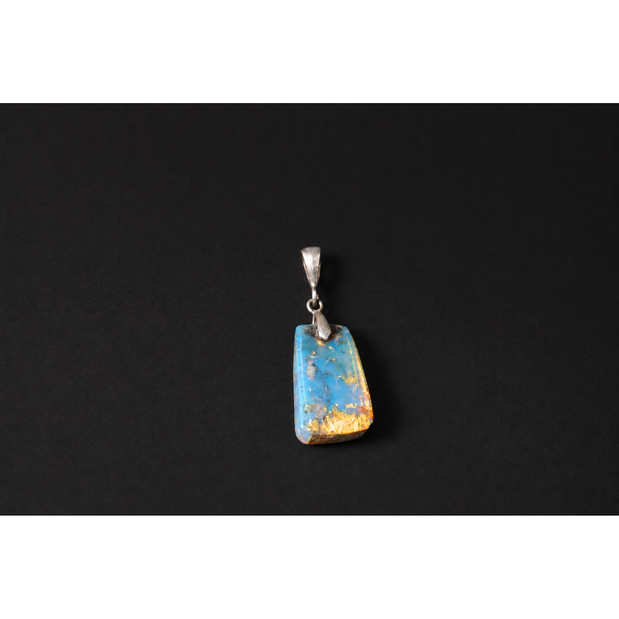 Hand finished royal blue Dominican amber sterling silver pendant 24mm – photo 5