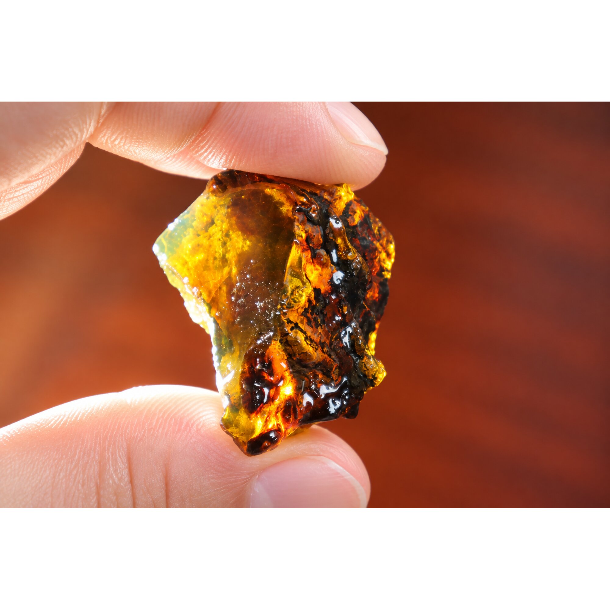 Authentic sky blue rough specimen Dominican amber 38mm – photo 2