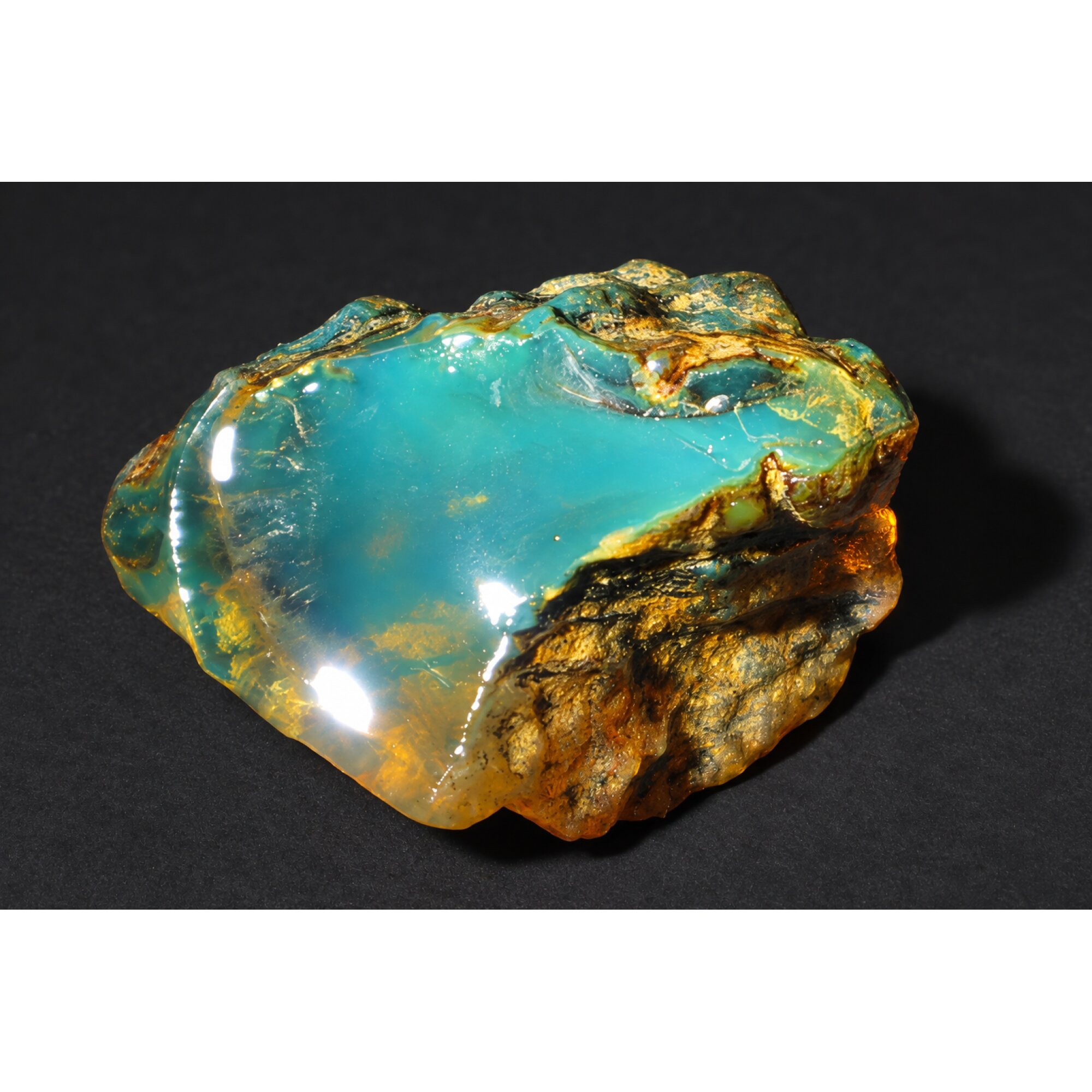 Authentic sky blue rough specimen Dominican amber 38mm – photo 11